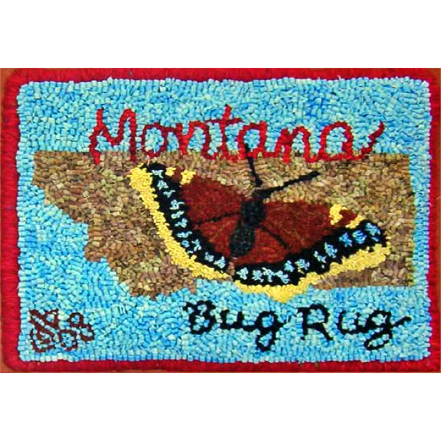 Montana Bug Rug, rug hooked by Cheryl Bollenbach