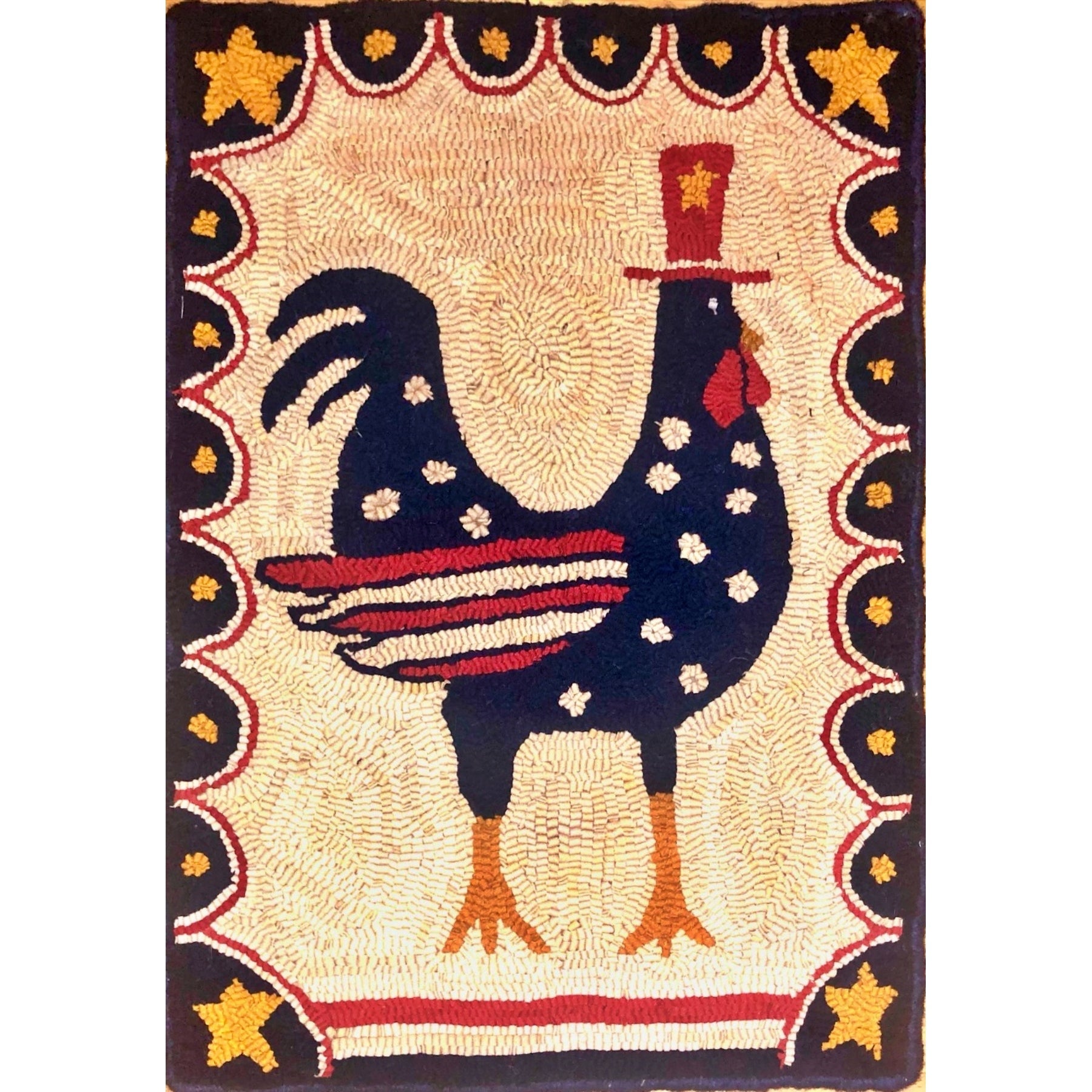 Cock-A-Doodle-Dandy, rug hooked by Dana Millet