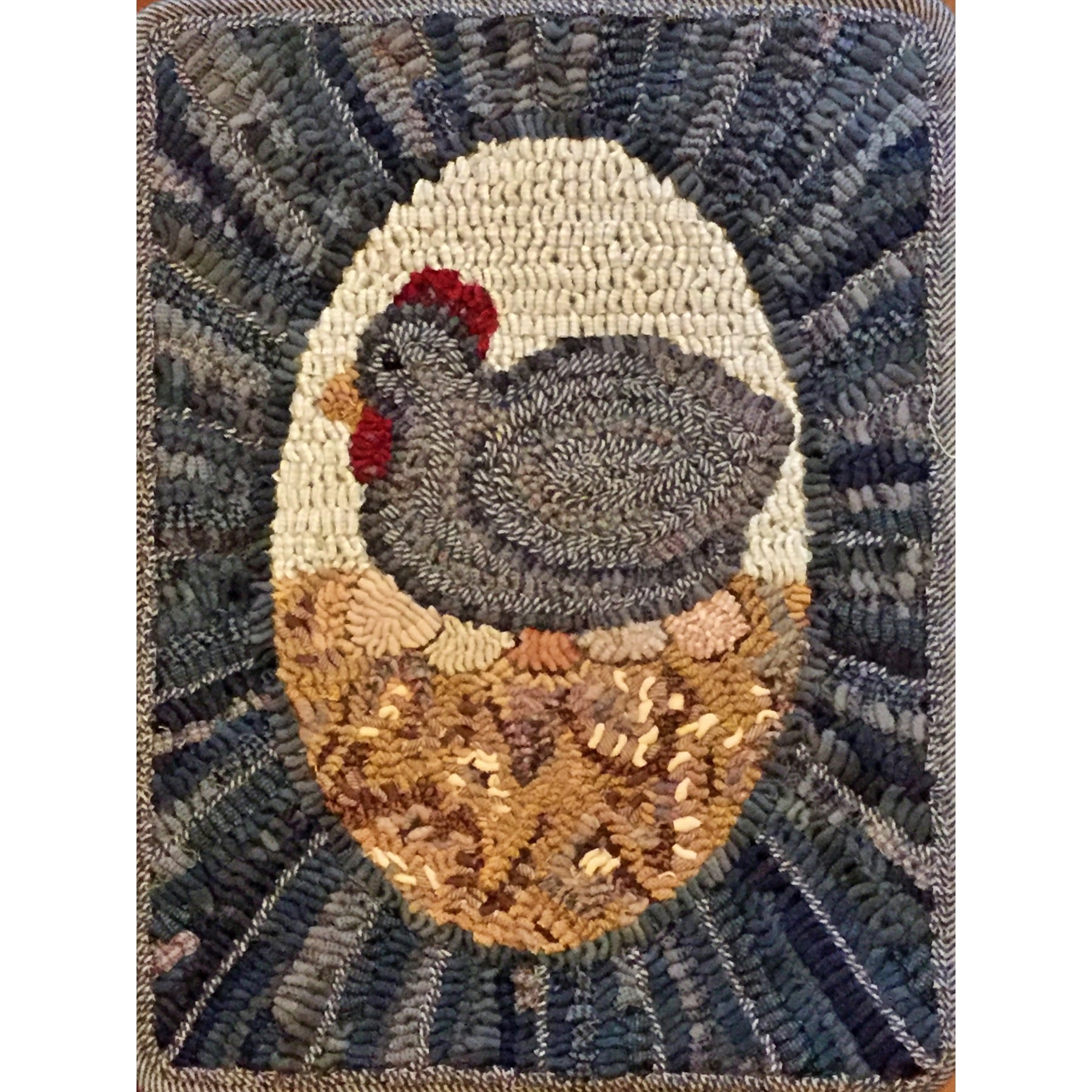 Nest Eggs, rug hooked by Christa Bowling