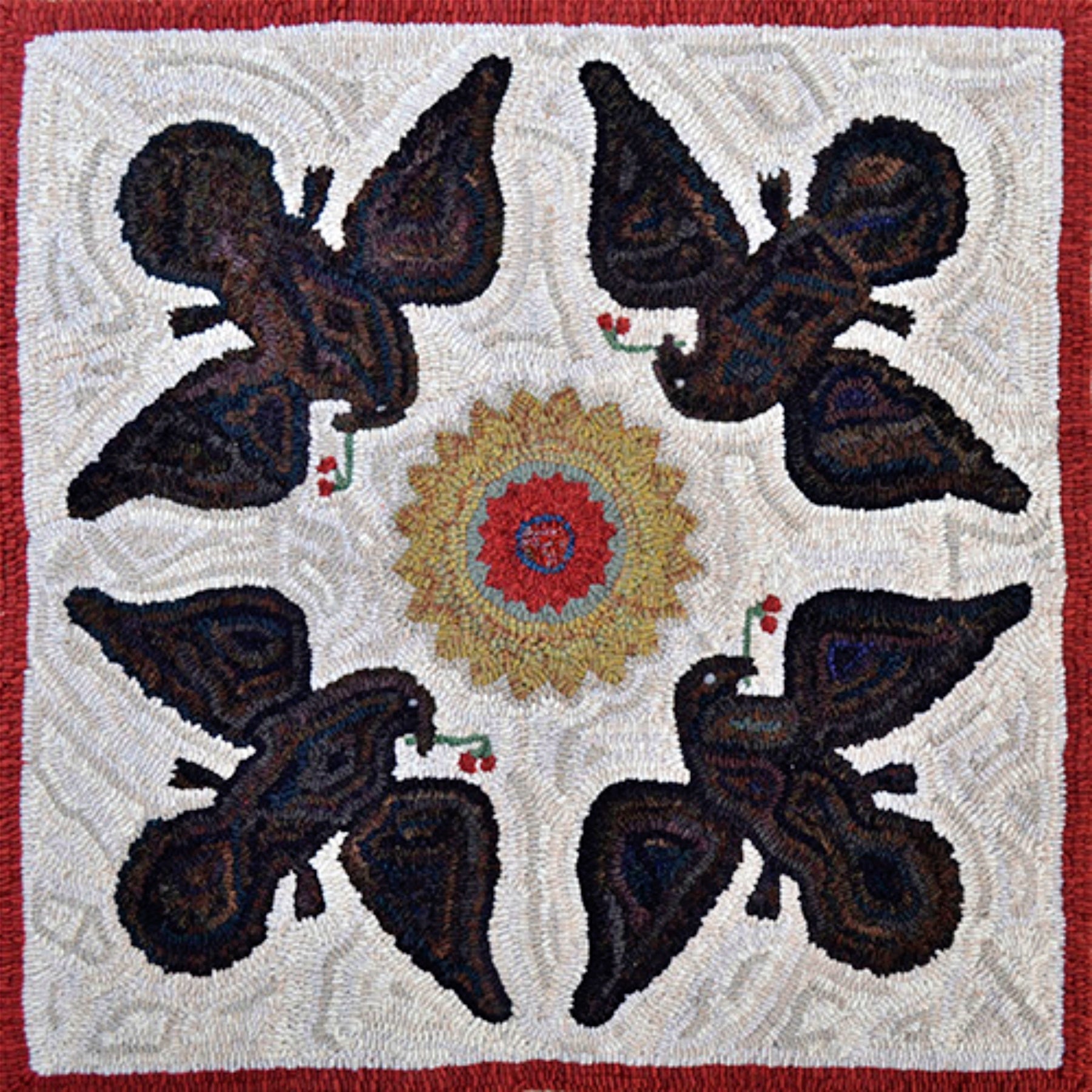 Four Eagles, rug hooked by Christa Bowling