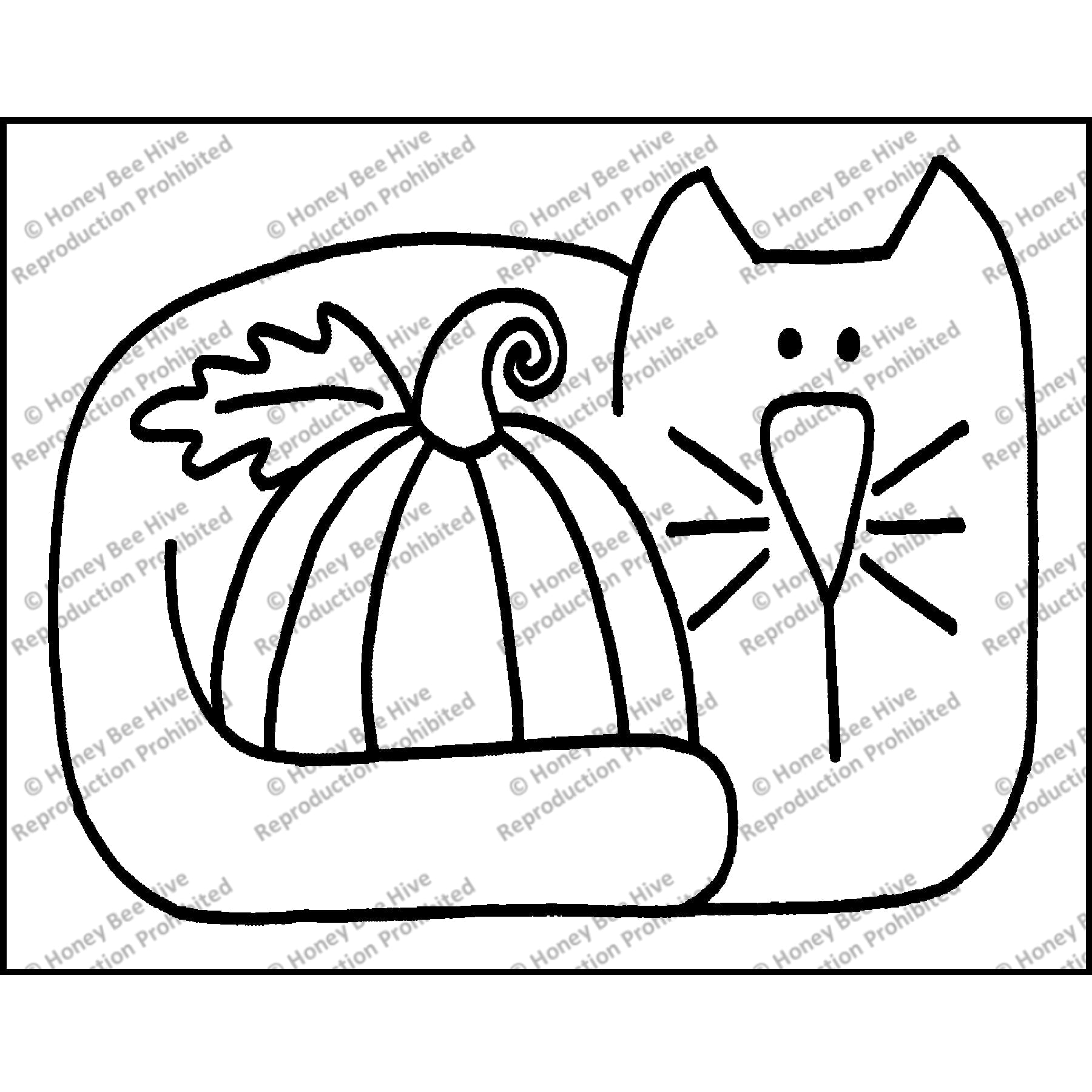 Cat and Pumpkin Pillow, rug hooking pattern
