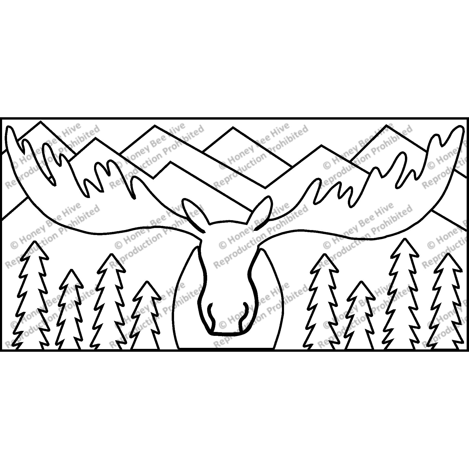 Moose on the Loose, rug hooking pattern