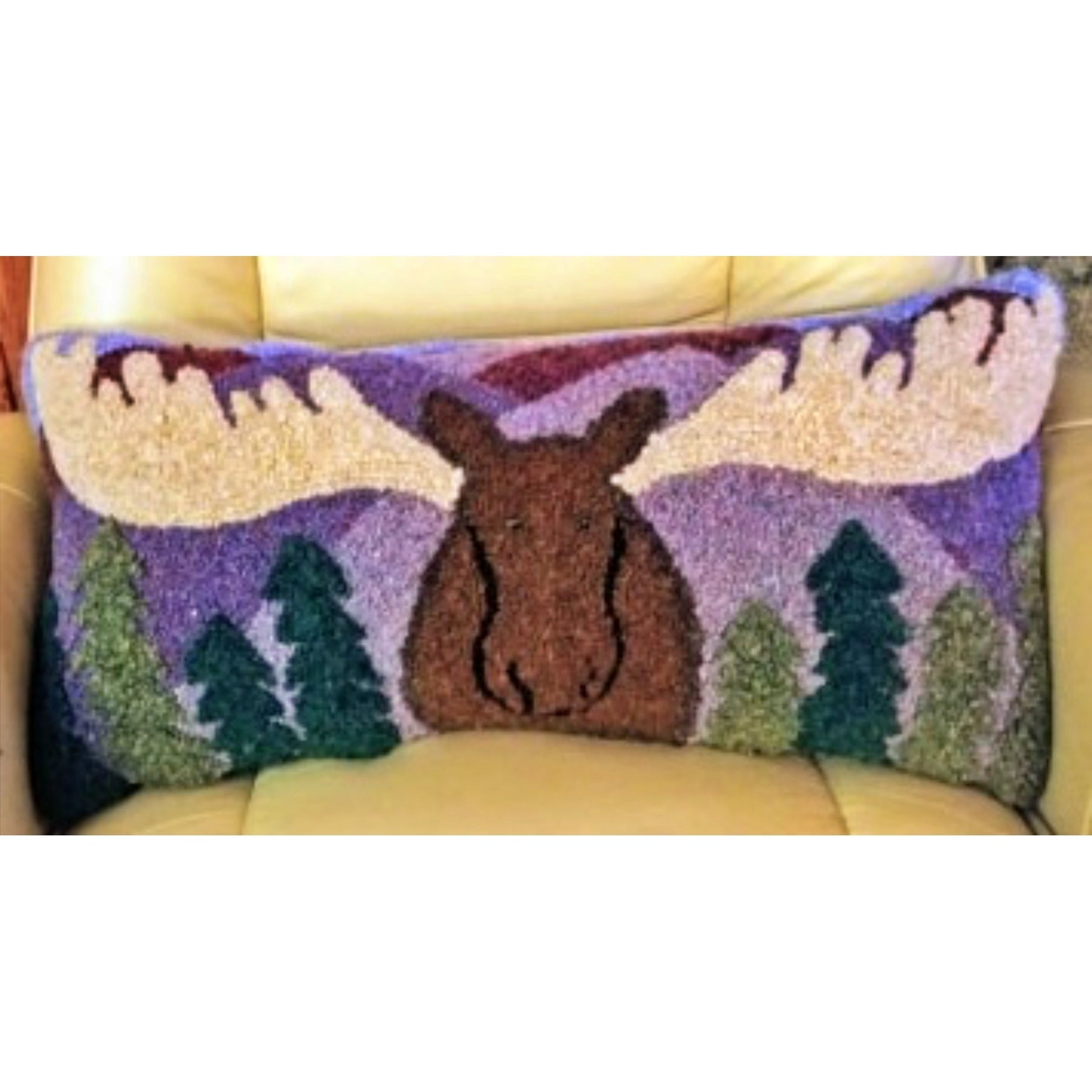 Moose on the Loose, rug hooked by Wendy Briggs Morin