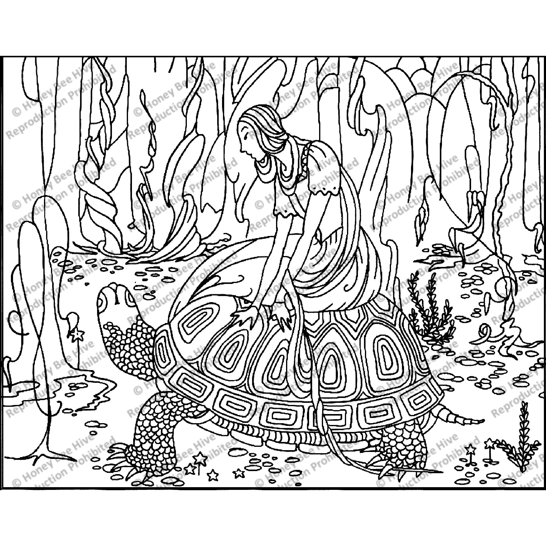 Blondine and the Tortoise, ill. Virginia Frances Sterrett, 1919, rug hooking pattern