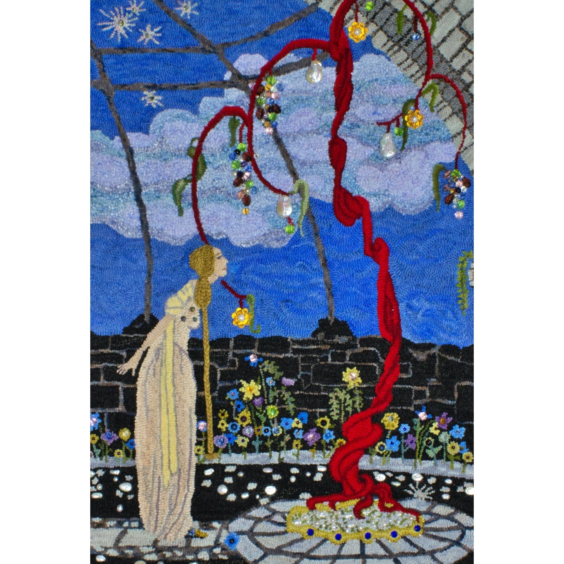 A Tree of Marvelous Beauty, ill. Virginia Francis Sterret, 1919, rug hooked by Cindy Irwin