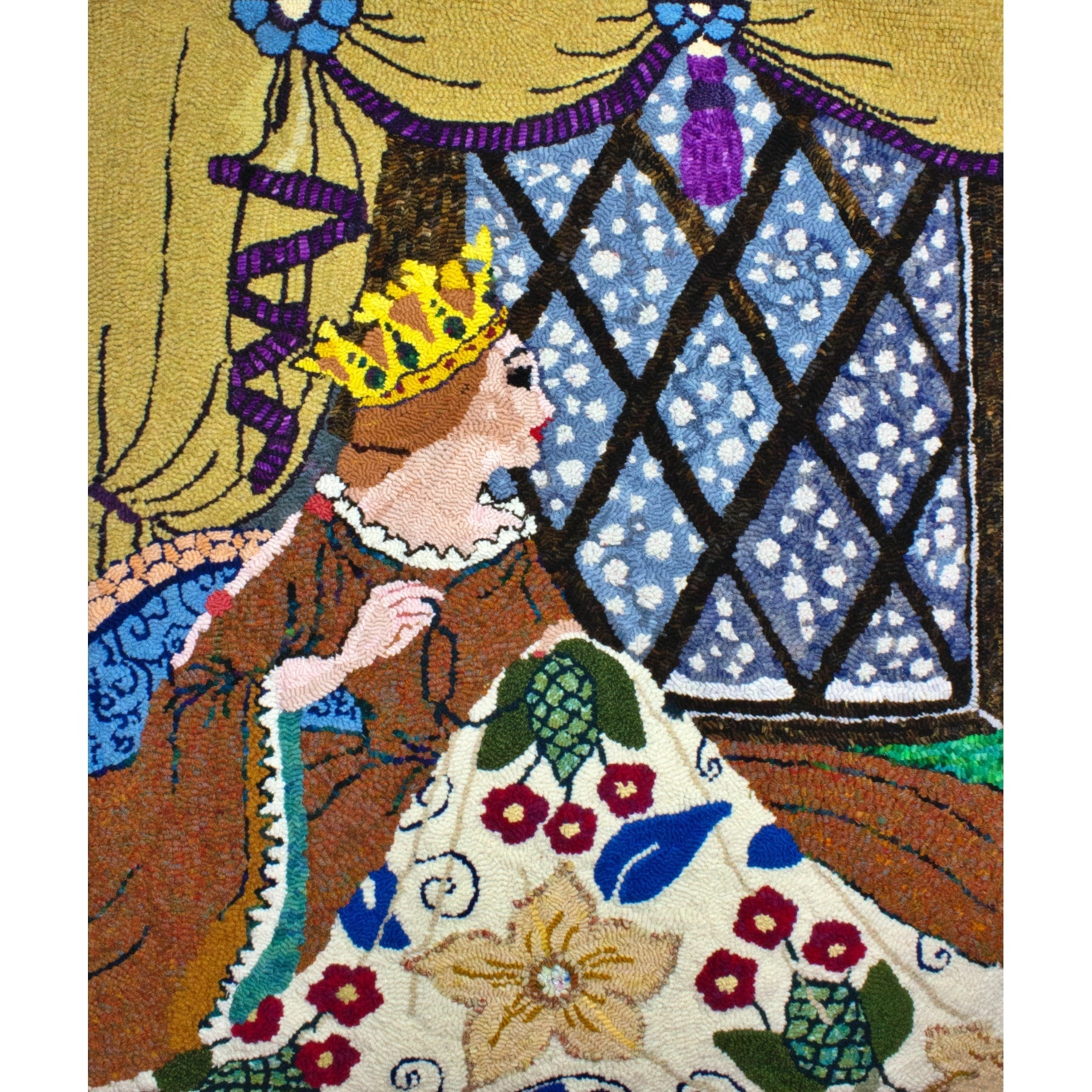 The Queen Wishes for a Baby - Snow White , rug hooked by Vicki Rudolph