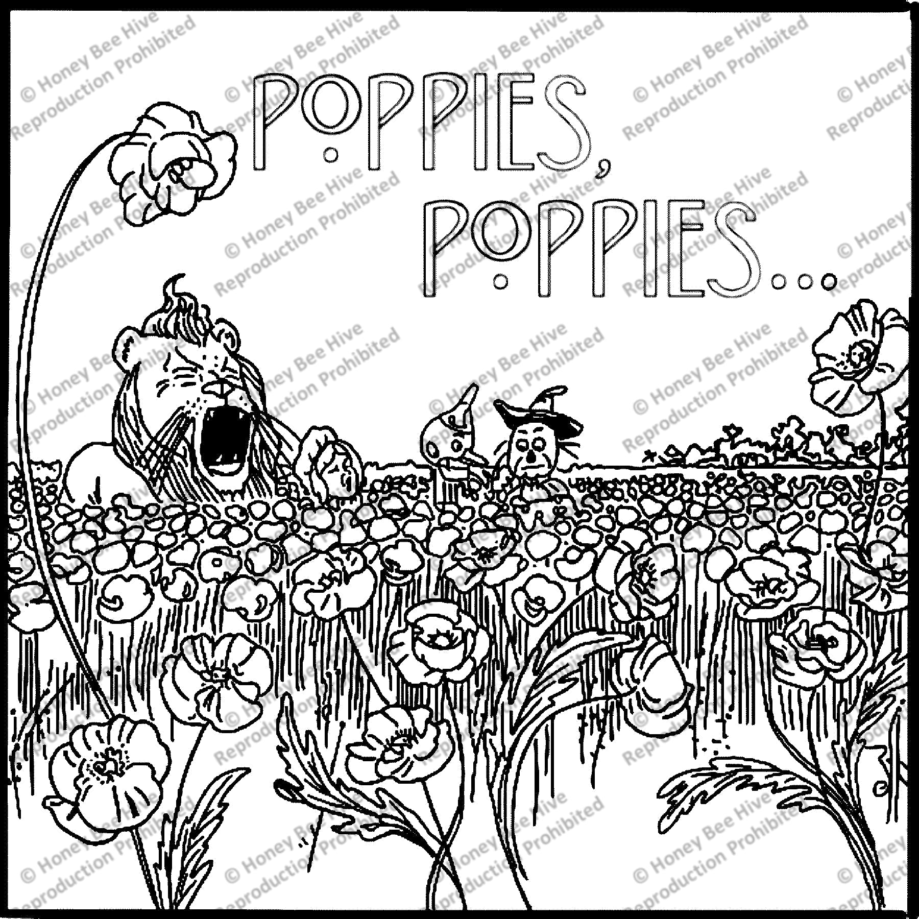 Poppies, Poppies, ill. William Denslow, 1900, rug hooking pattern