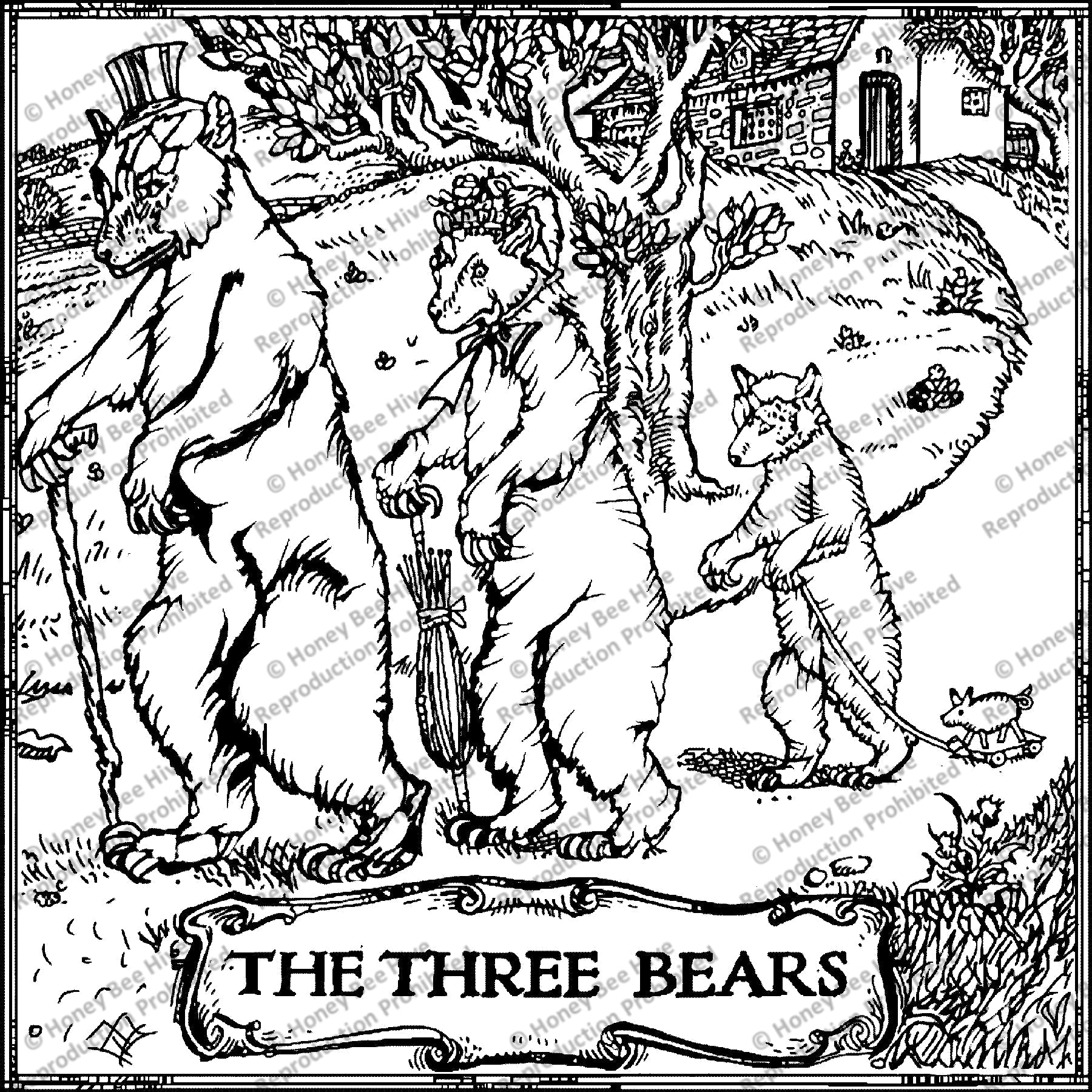 The Three Bears, ill. Herbert Cole, 1906, rug hooking pattern