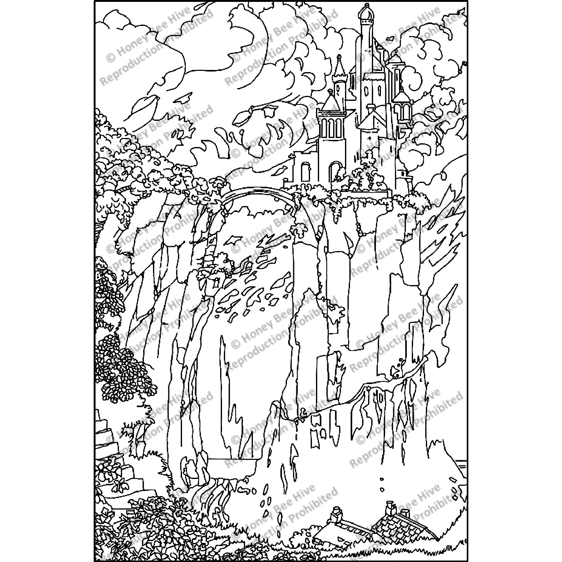 The Fairy Tale Castle Neuschwanstein, rug hooking pattern