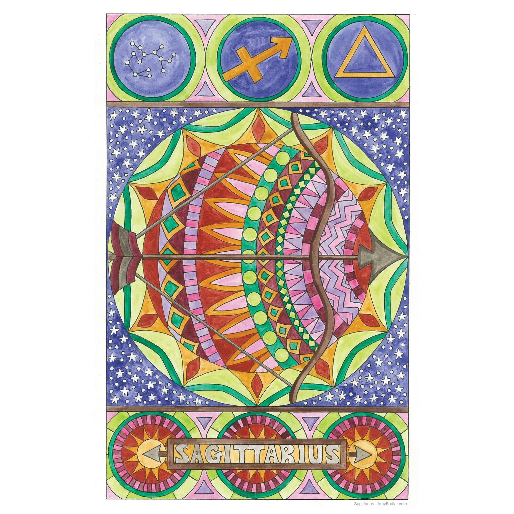 Sagittarius, rug hooking pattern