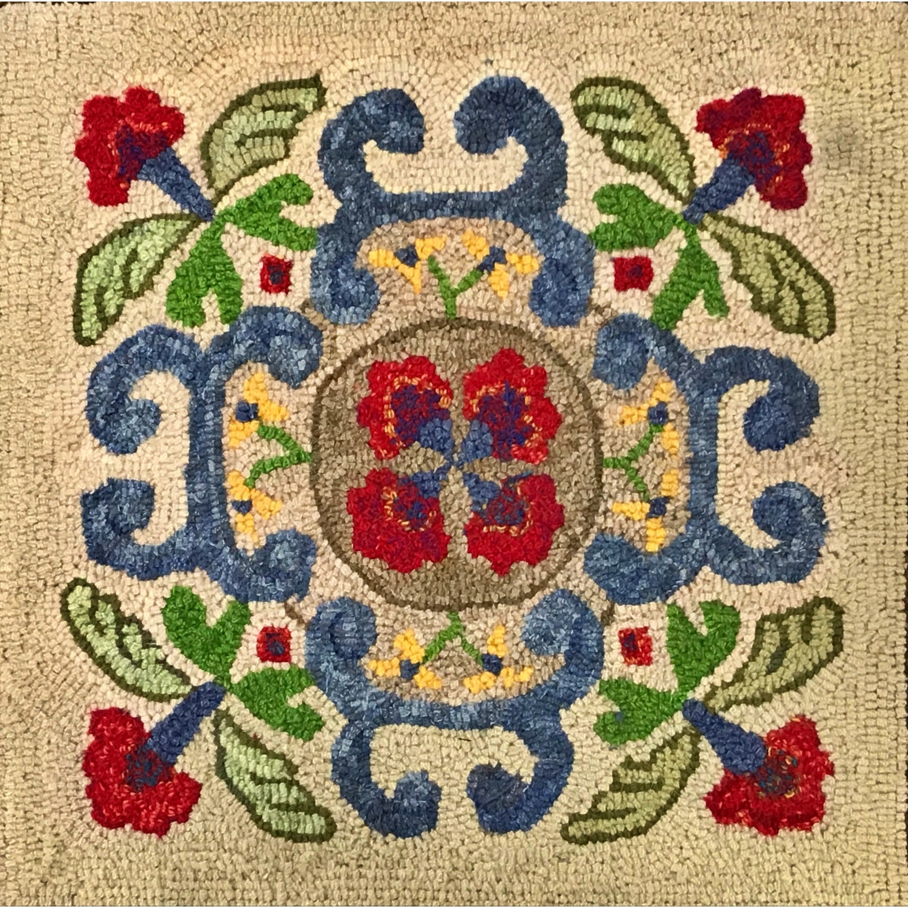 San Miguel, rug hooked by Midge Johnson