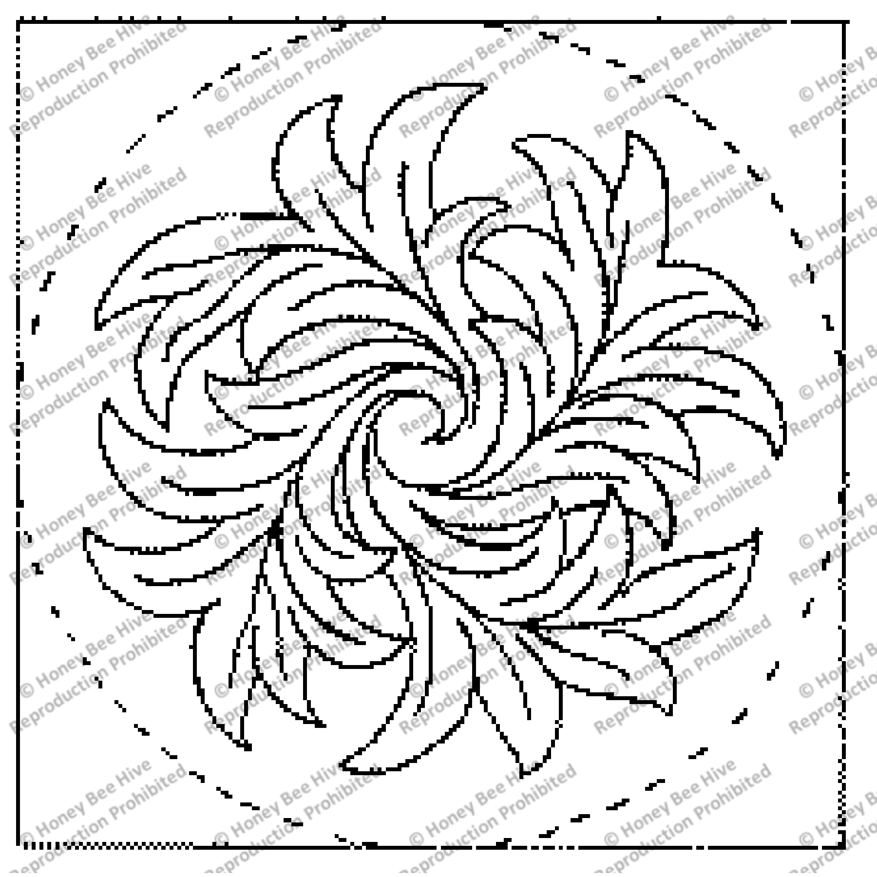 Pinwheel Scroll, rug hooking pattern