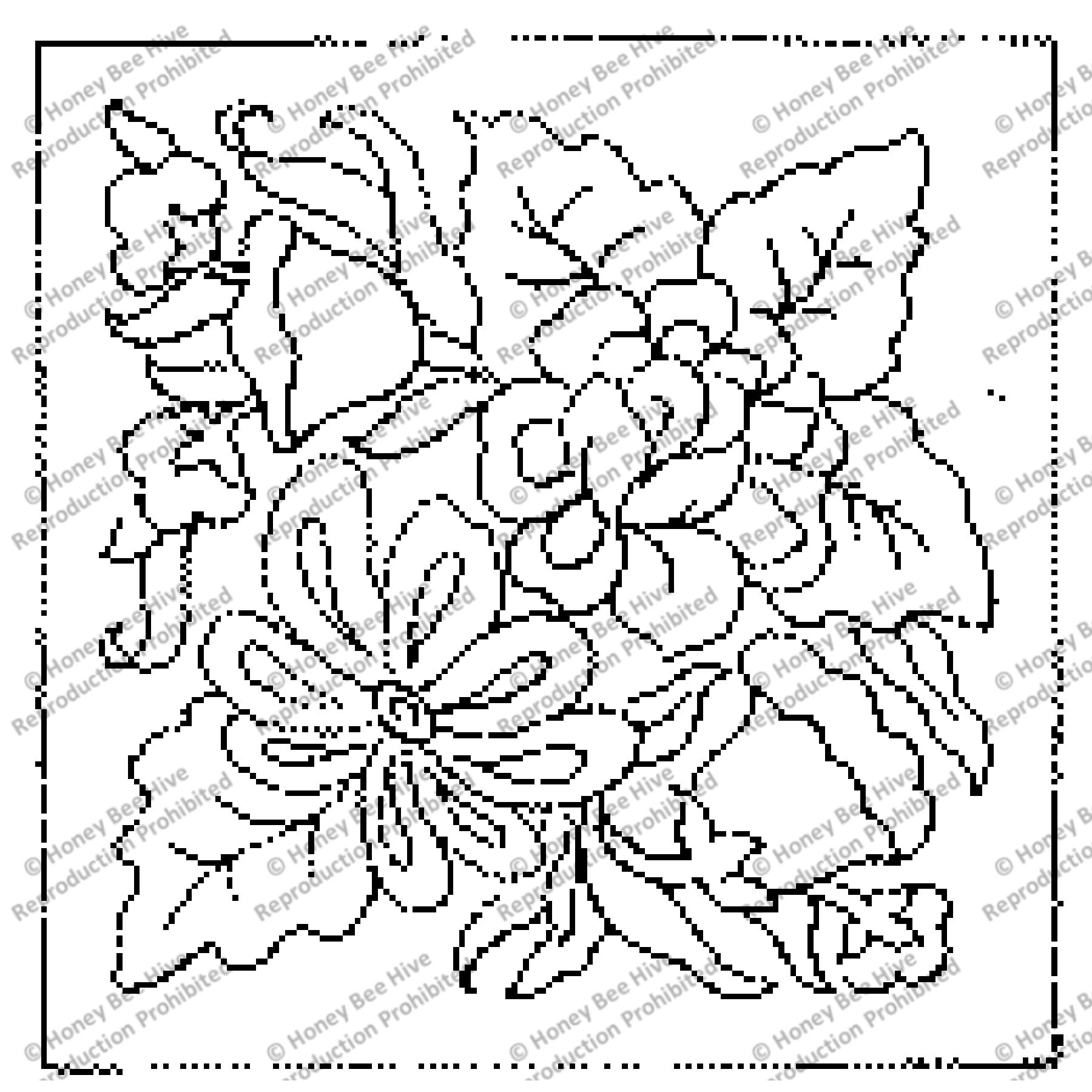 Burnham Flowers, rug hooking pattern