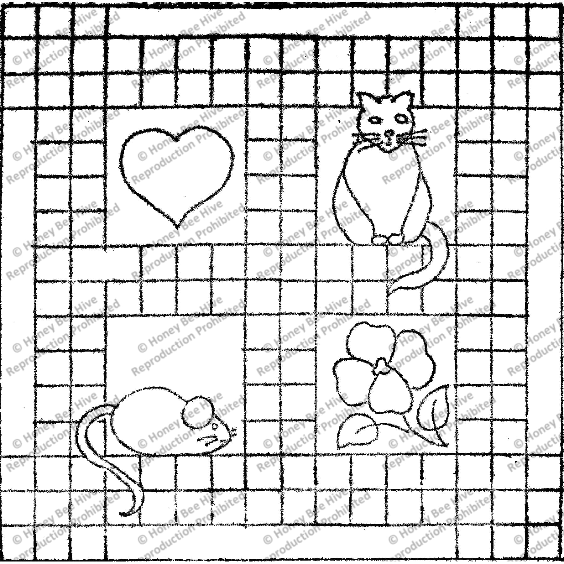 Cat And Mouse, rug hooking pattern