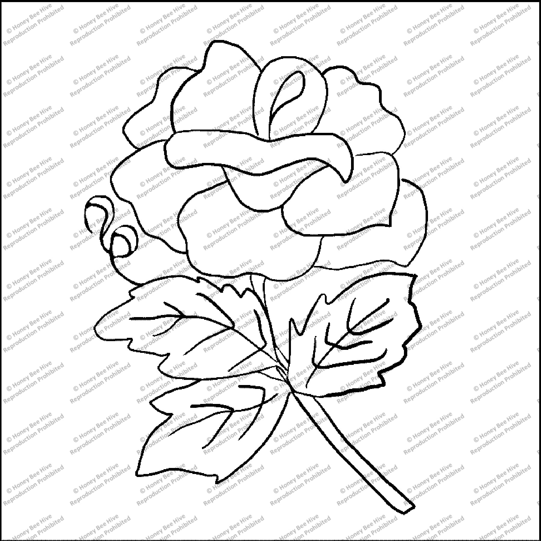 Rapture – Rose and Hydrangea, rug hooking pattern