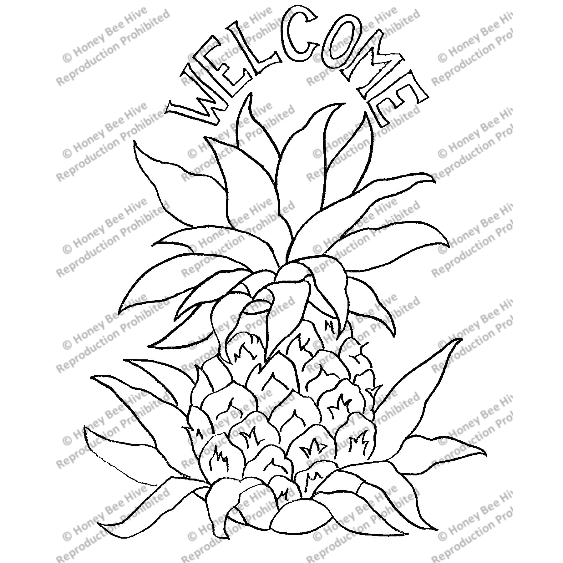Hospitality Pineapple, rug hooking pattern