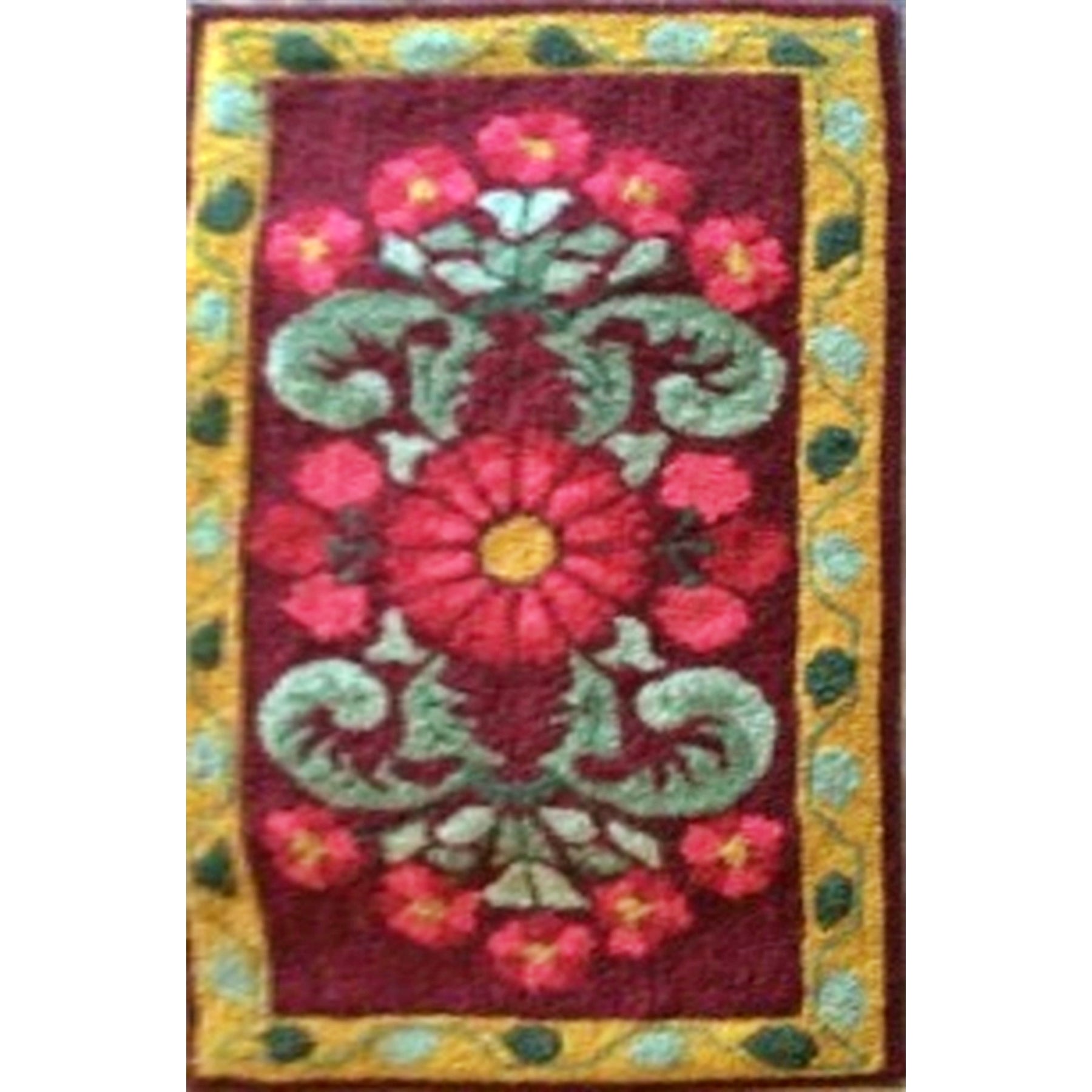 Desert Rose, rug hooked by Andrea Pyman