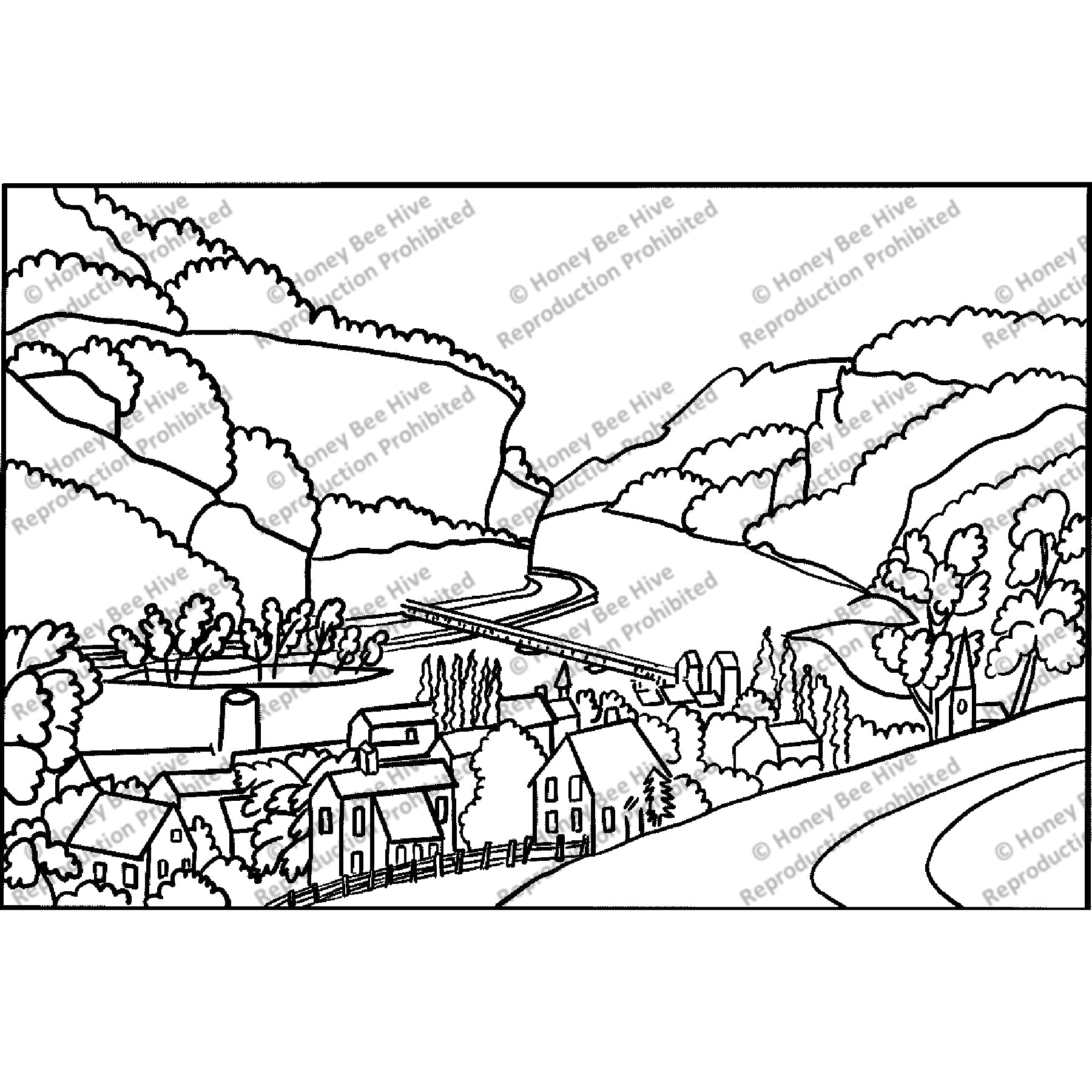 Harpers Ferry, rug hooking pattern