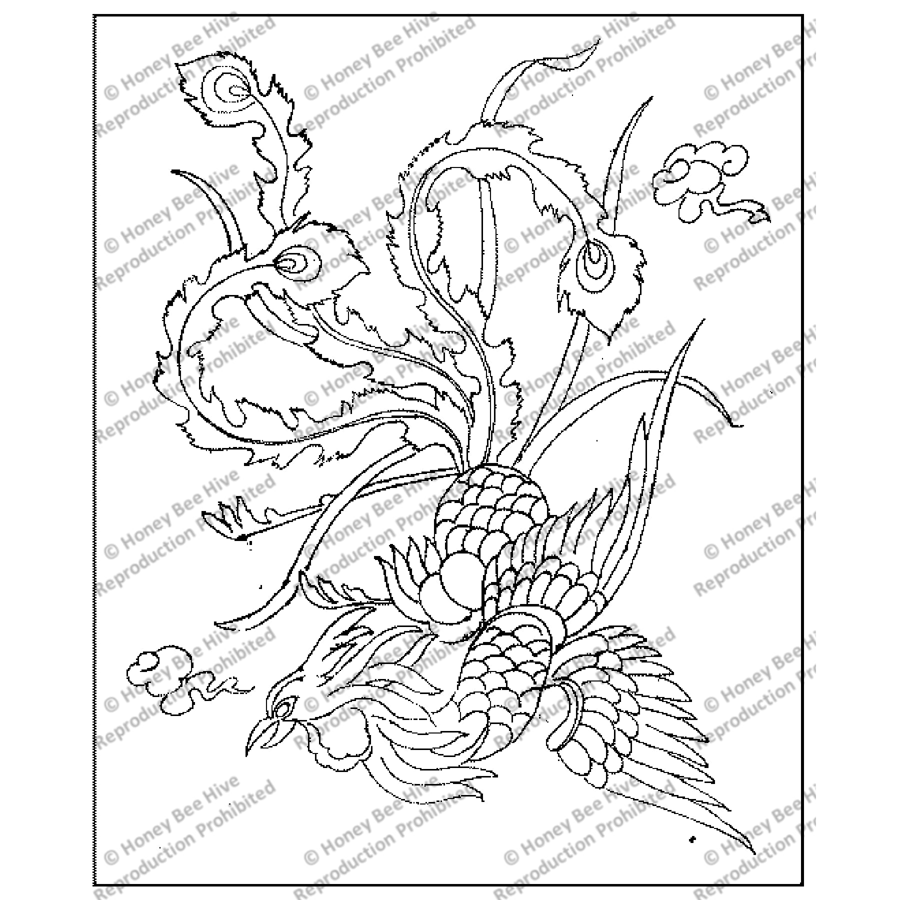 Rug Hooking Pattern: Phoenix Of Peace (1036) | Honey Bee Hive Rug ...