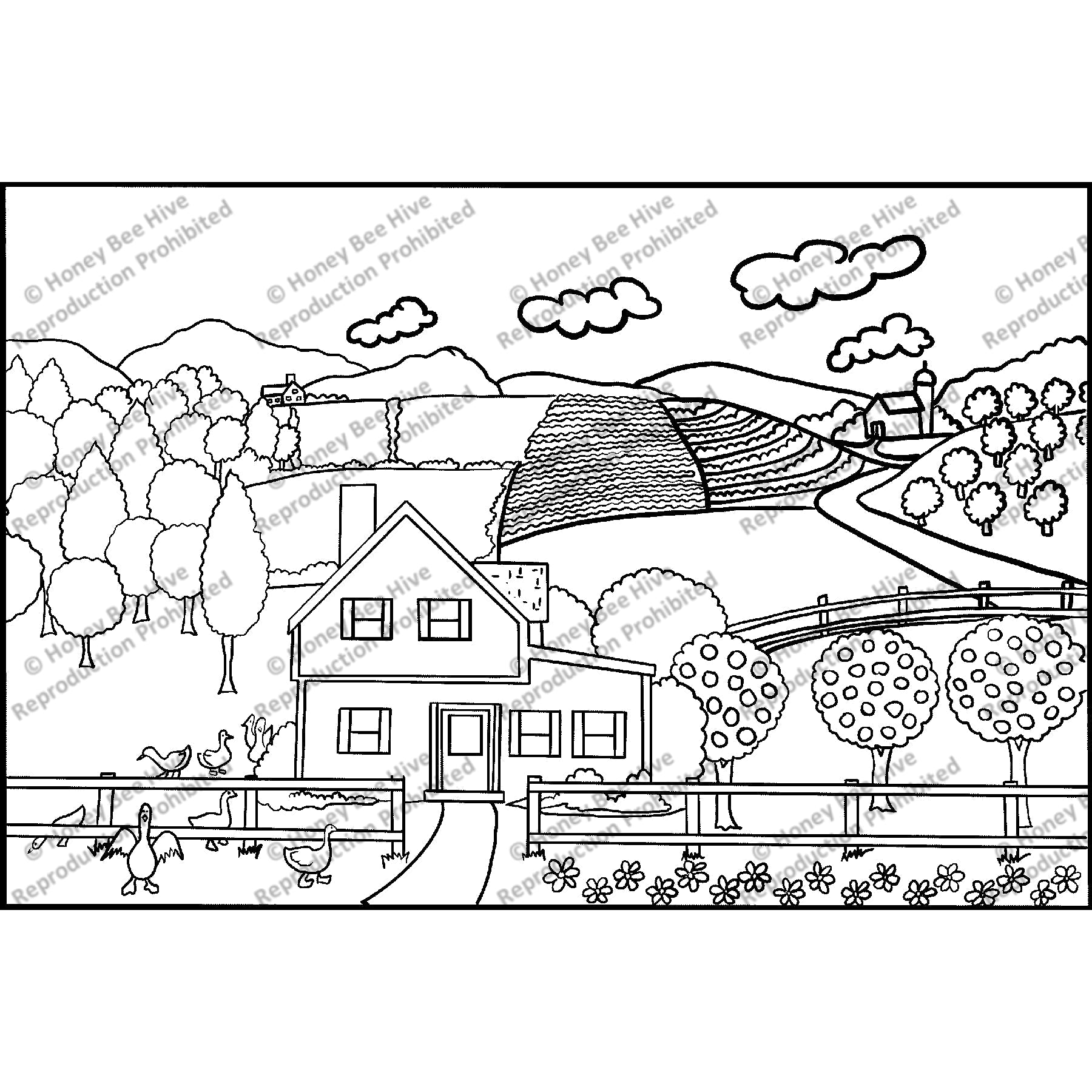 Farm Country, rug hooking pattern