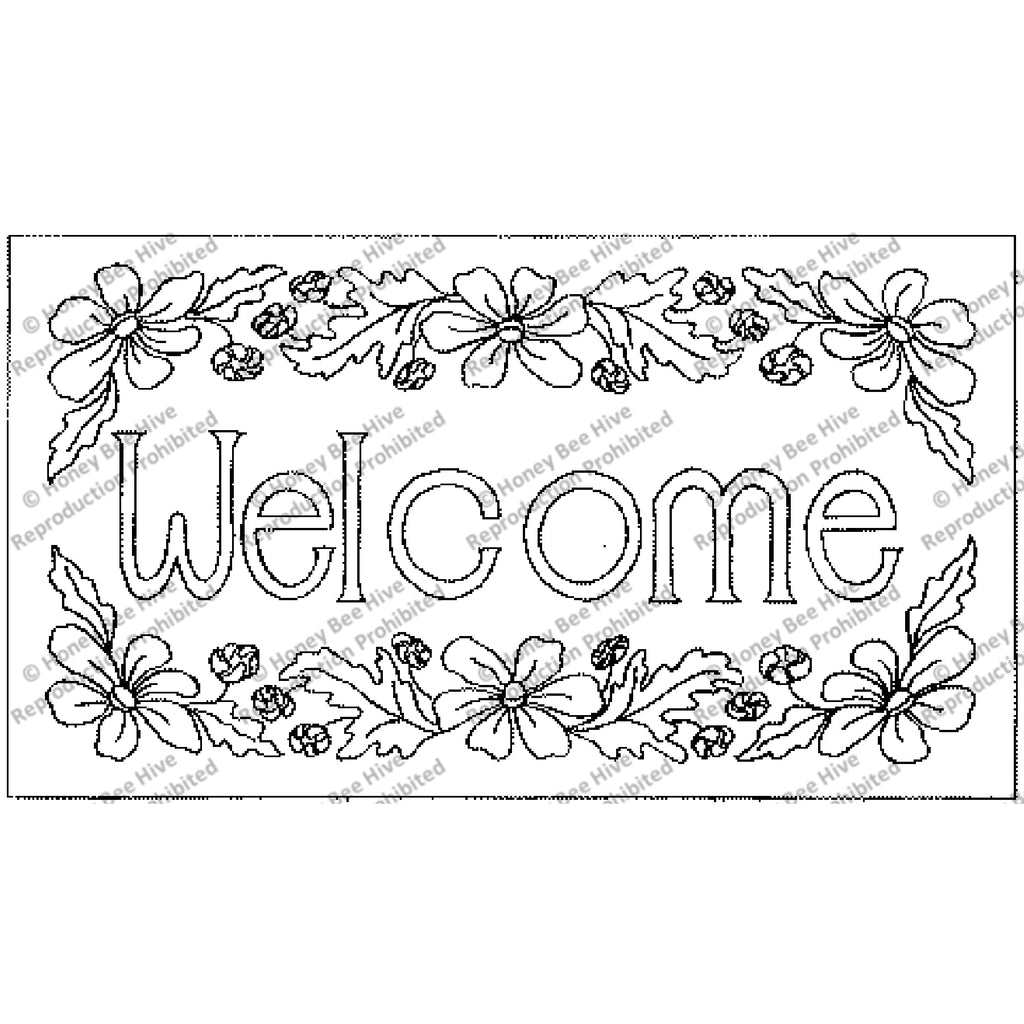 Welcome Rug Patterns Rug Hooking Pattern: Welcome-Open Flower (1141) | Honey Bee Hive Rug ...