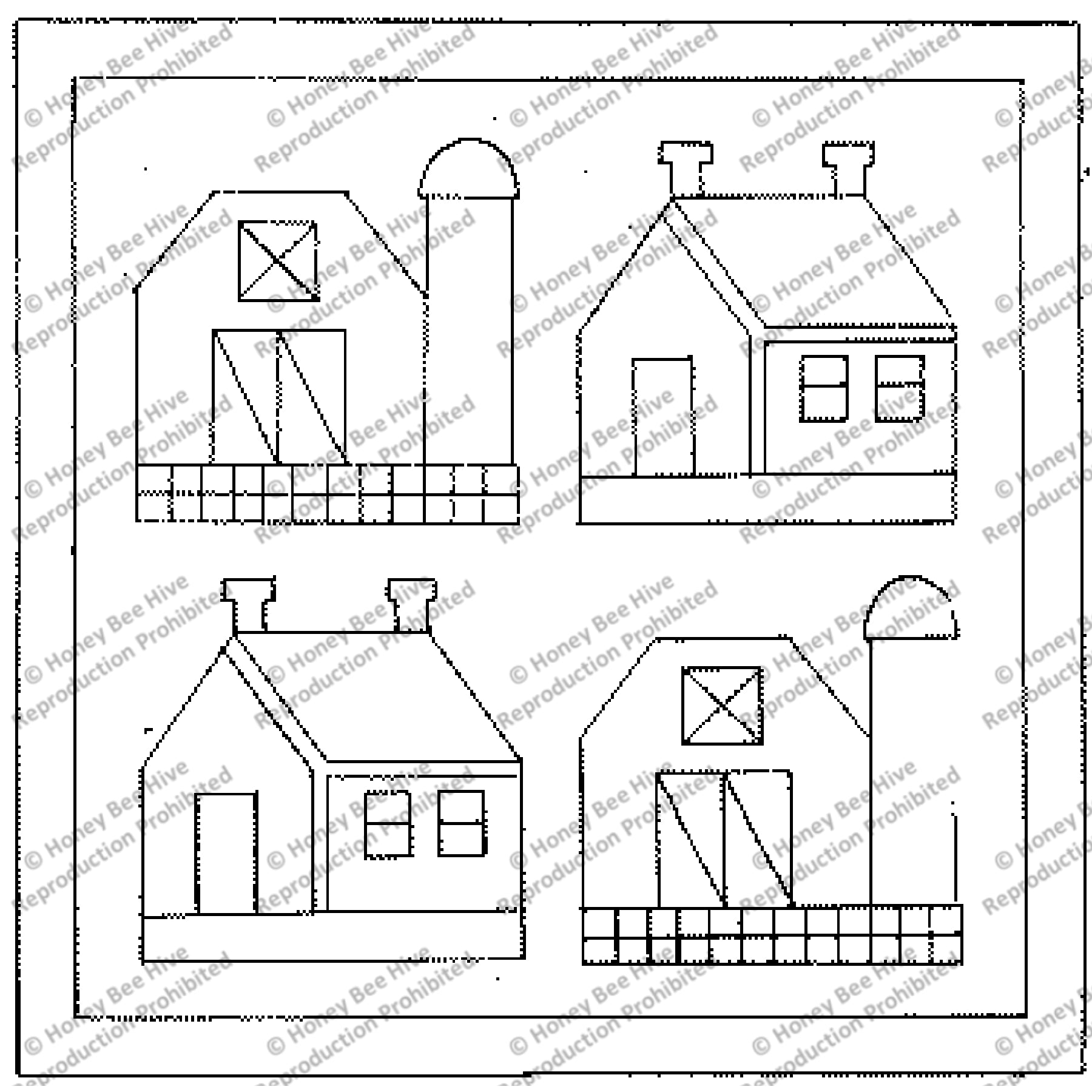 Town Rug Pattern Rug Hooking Pattern: Town And Country (1216) | Honey Bee Hive Rug ...