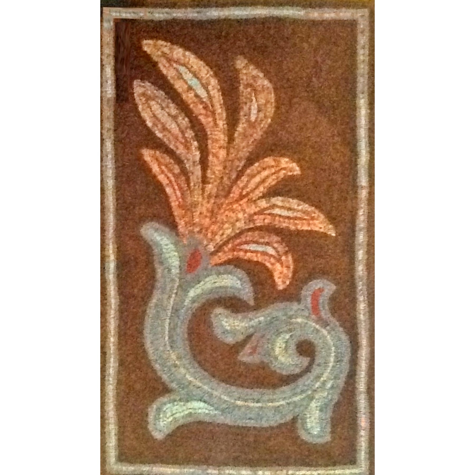 Rowe Scroll, rug hooked by Angela Foote