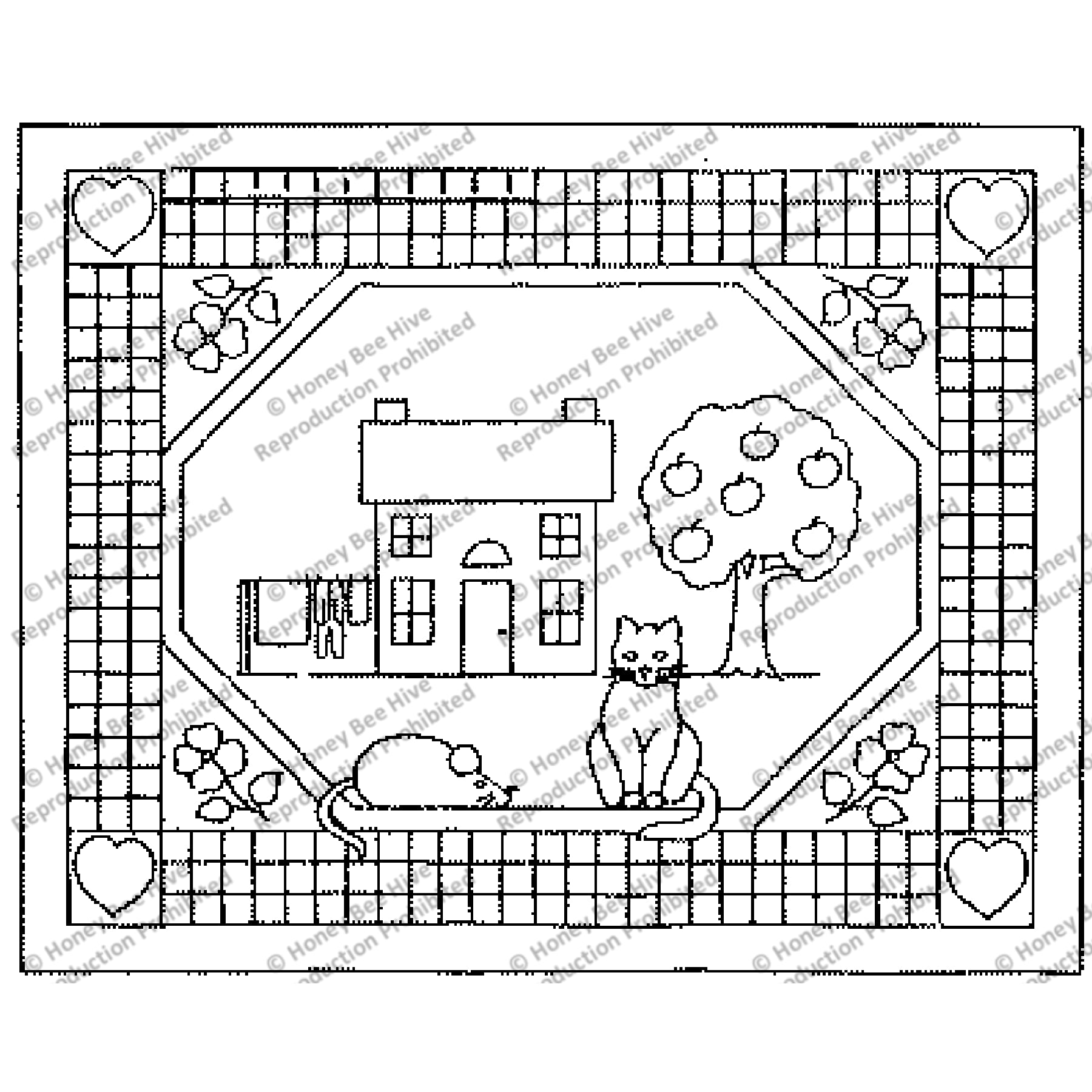 Cat & Mouse Firescreen, rug hooking pattern