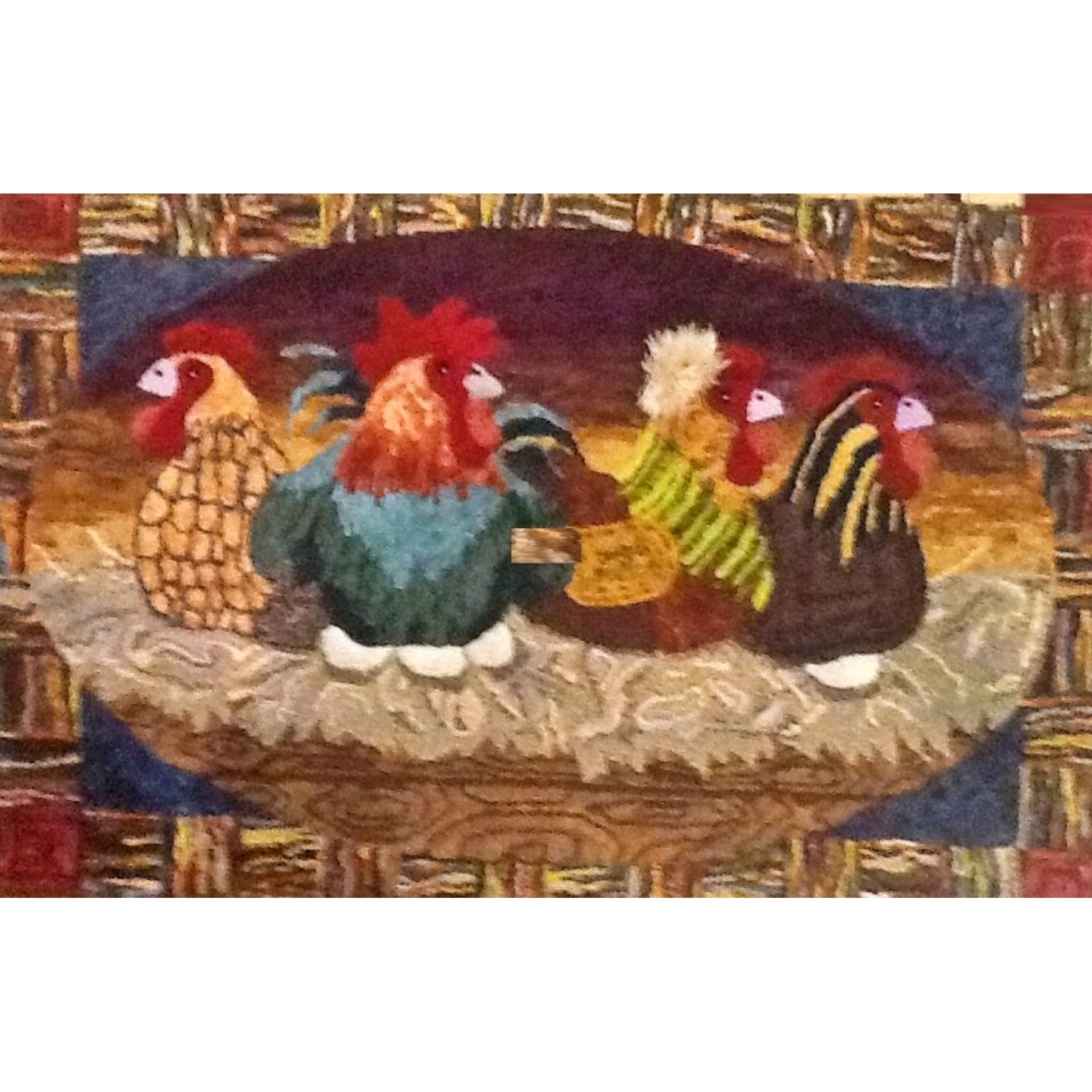 Claire's Hen Party, rug hooked by Debbie Lease