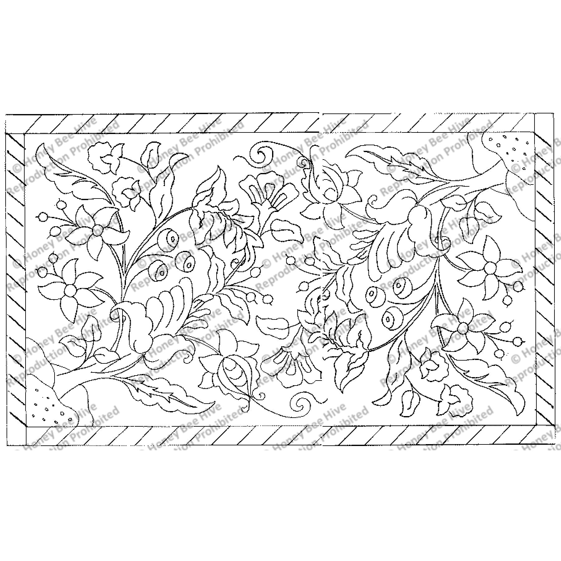 Rug Hooking Pattern: Crewel Duet (1327) | Honey Bee Hive Rug Hooking ...