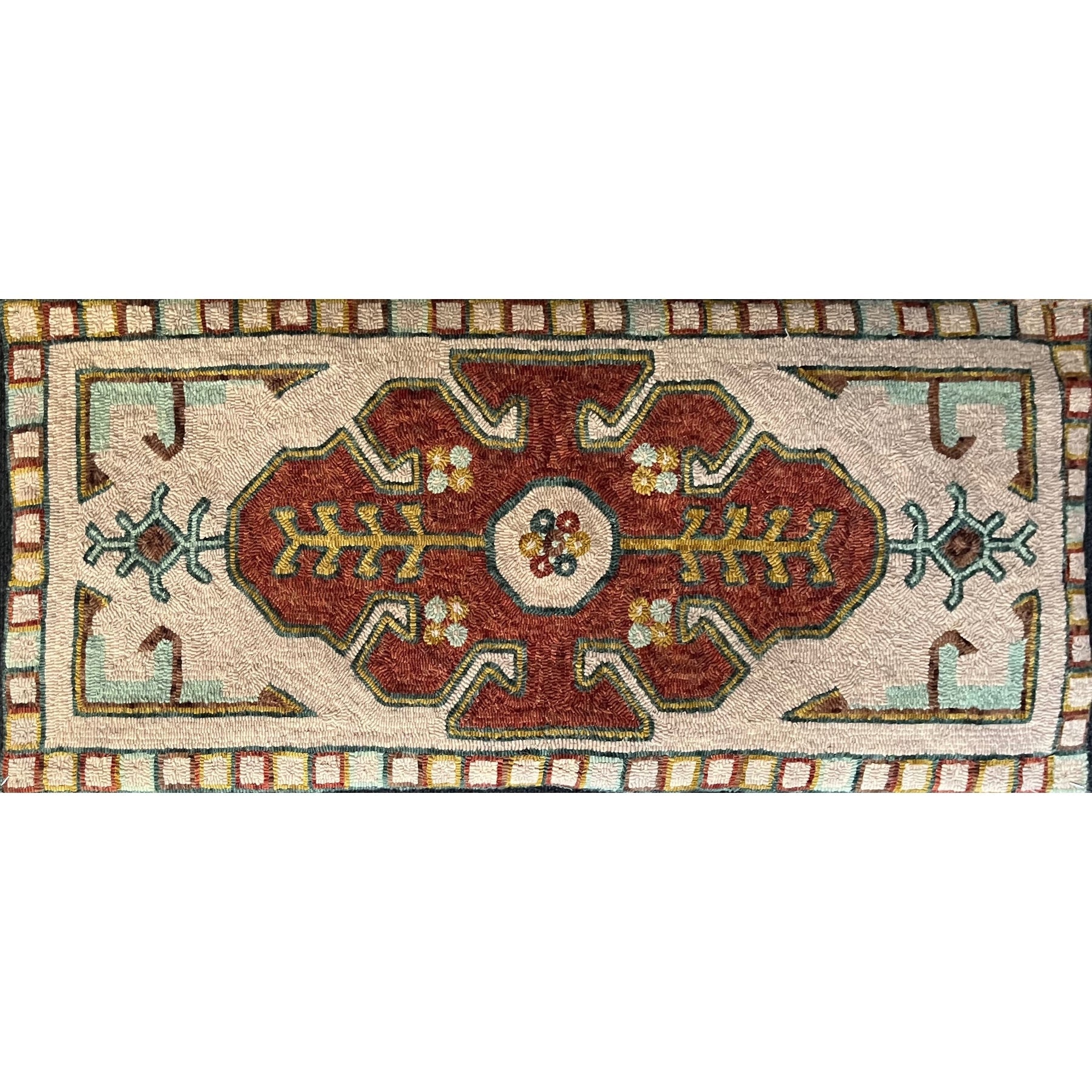 Turkish Primitive - Small, rug hooked by Dawn Hebert