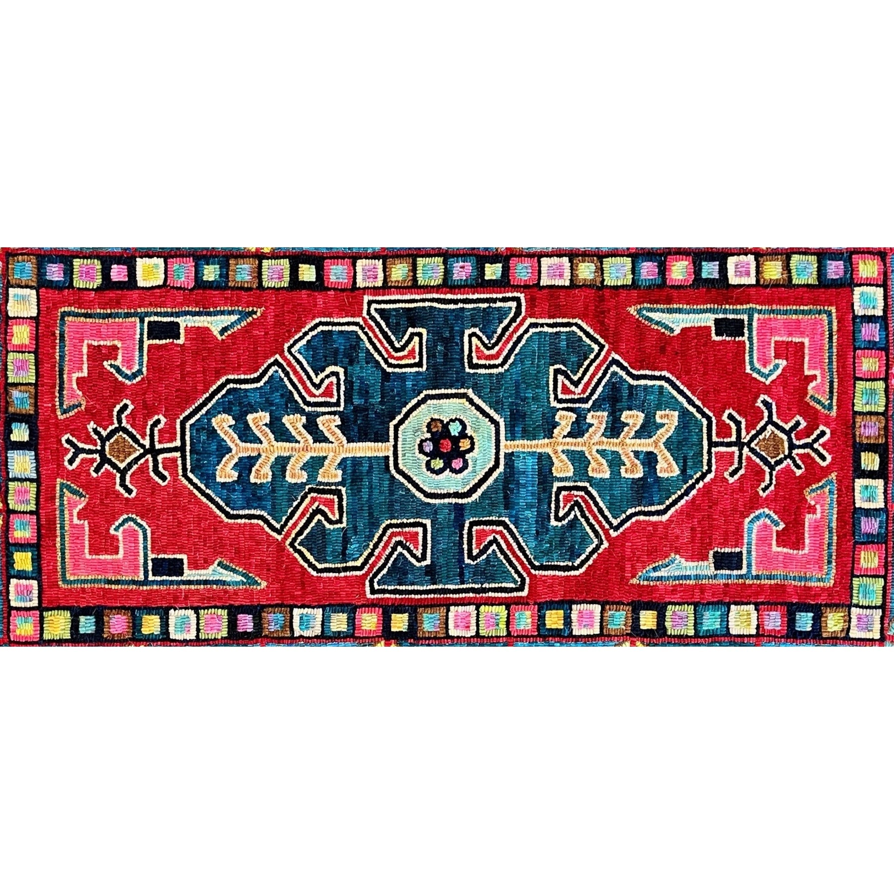 Turkish Primitive - Small, rug hooked by Gina Paschal