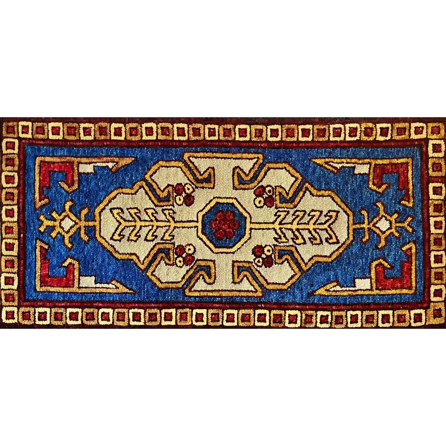 Turkish Primitive - Small, rug hooked by Ingrid Hieronimus