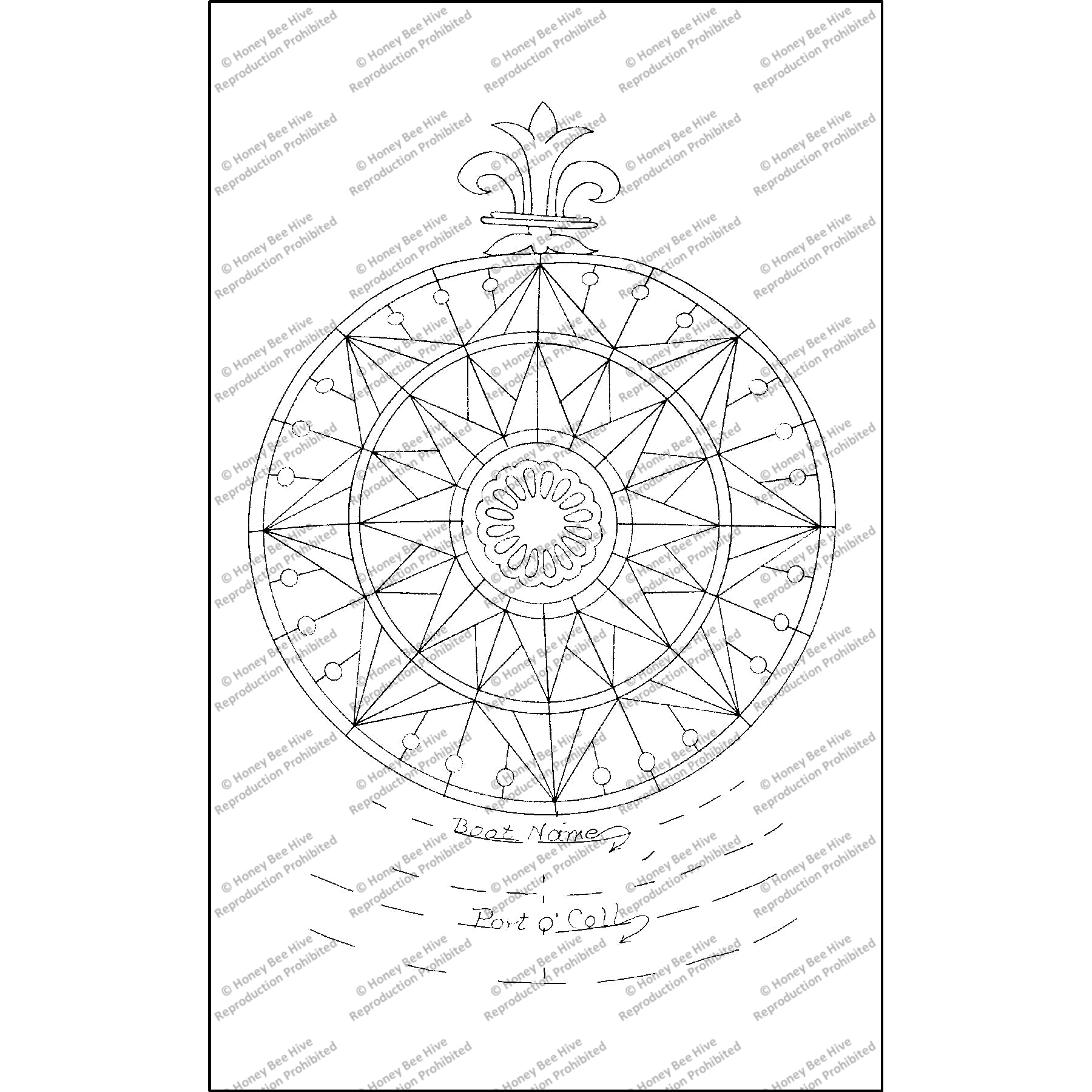 Compass Rose, rug hooking pattern