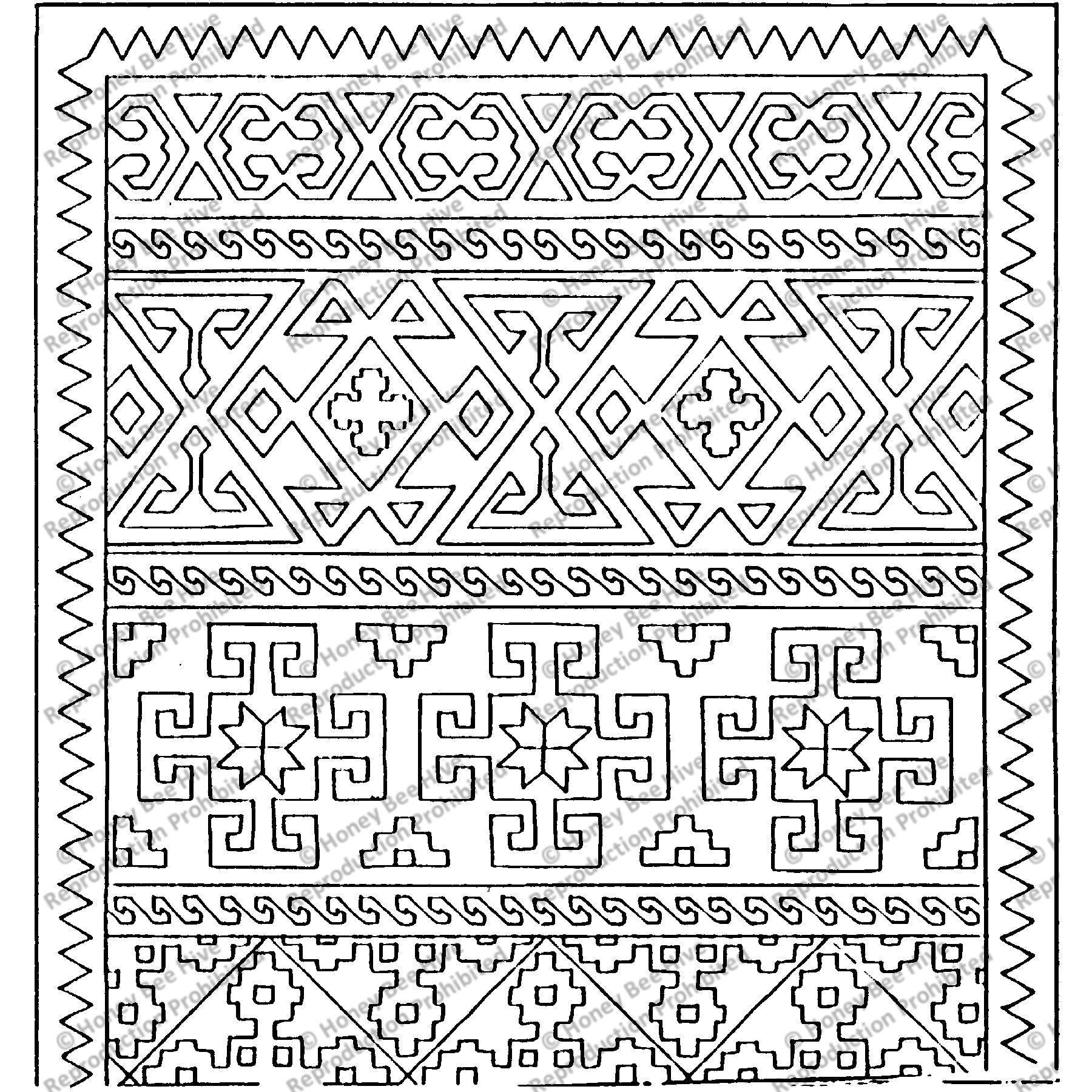 Qashqai Kilim, rug hooking pattern