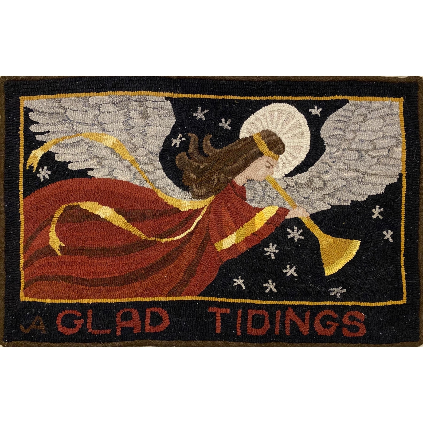 Glad Tidings, rug hooked by Jackie Albrect