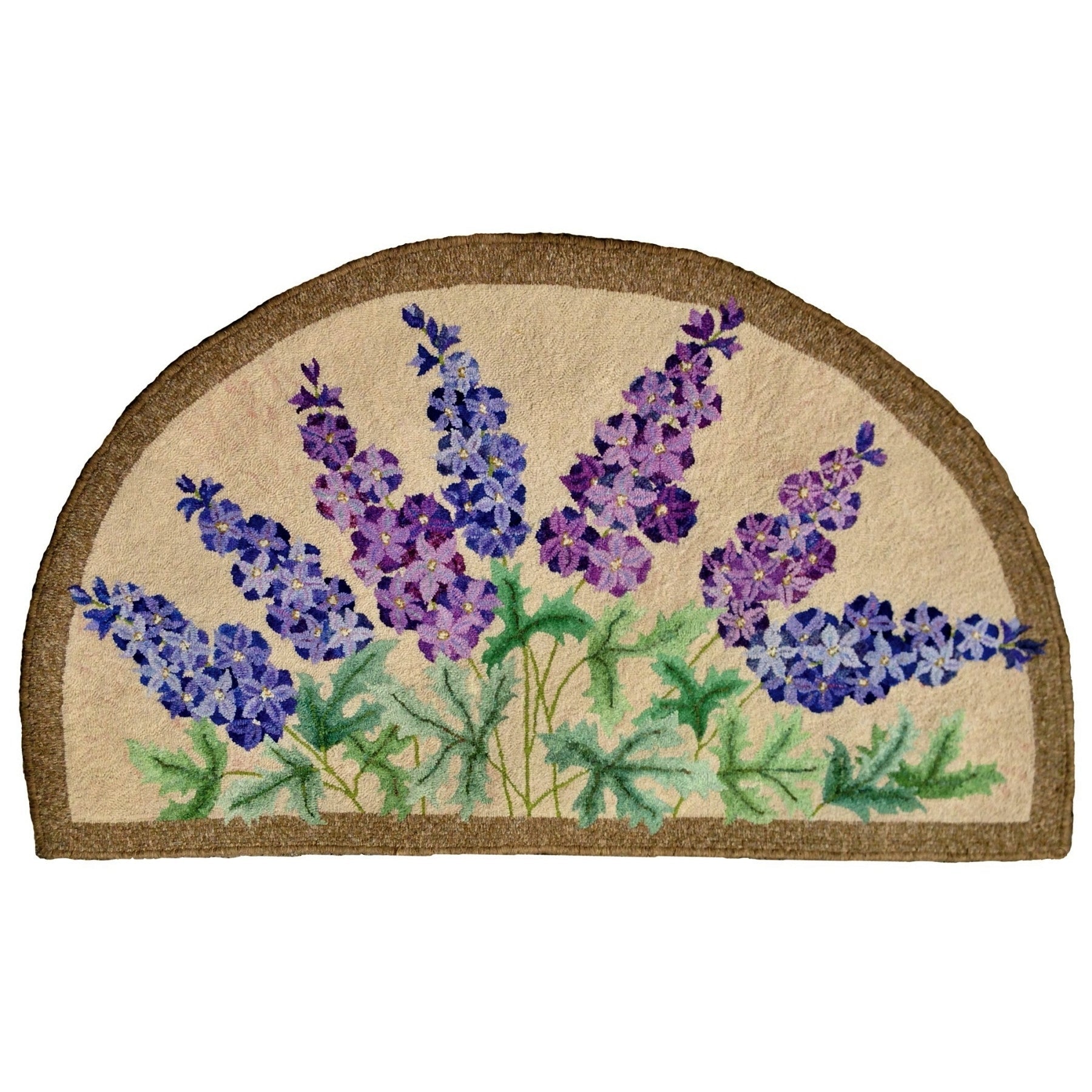 Delphinium, rug hooked by Elizabeth Marino