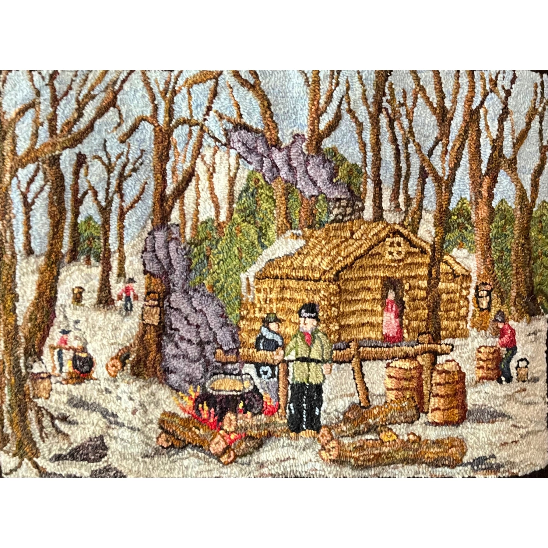 Maple Sugaring, rug hooked by Jennifer Ashworth
