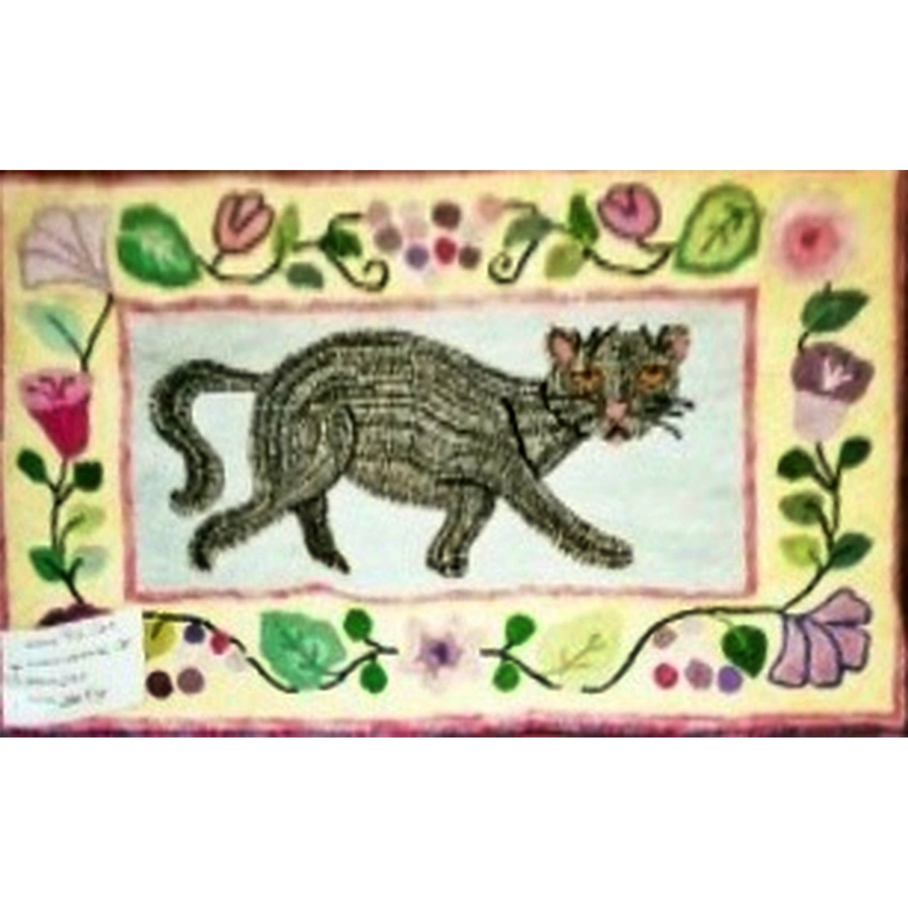 Whimsical Cat, rug hooked by Ann Taylor