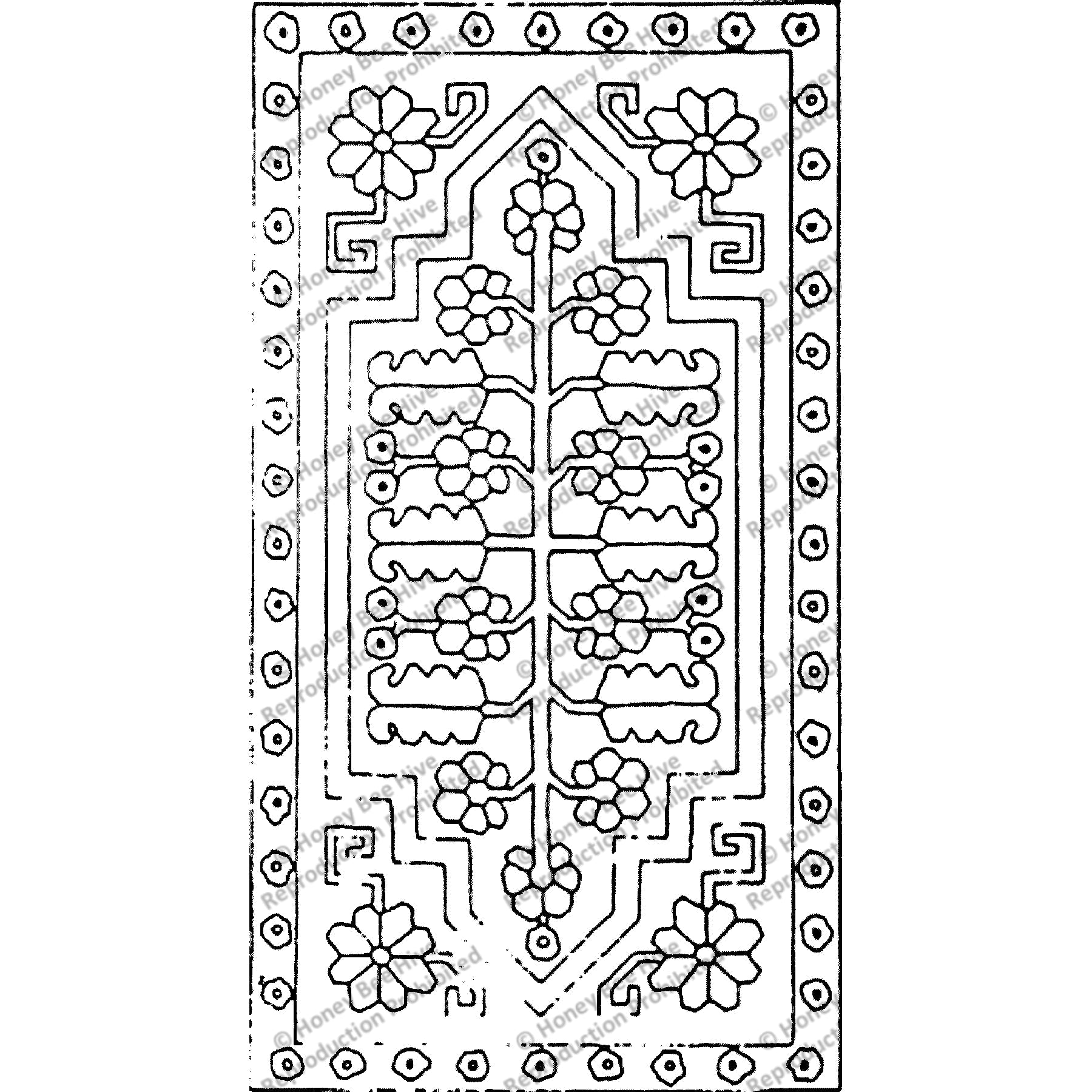 Khotan (Wide Cut) - Small, rug hooking pattern