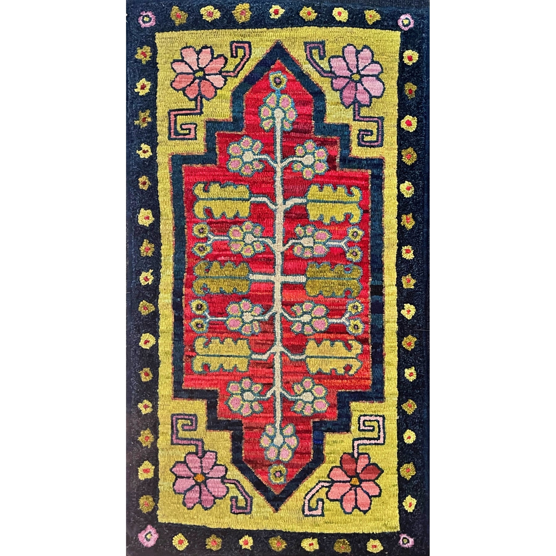Khotan (Wide Cut) - Small, rug hooked by Jane Bridgeman