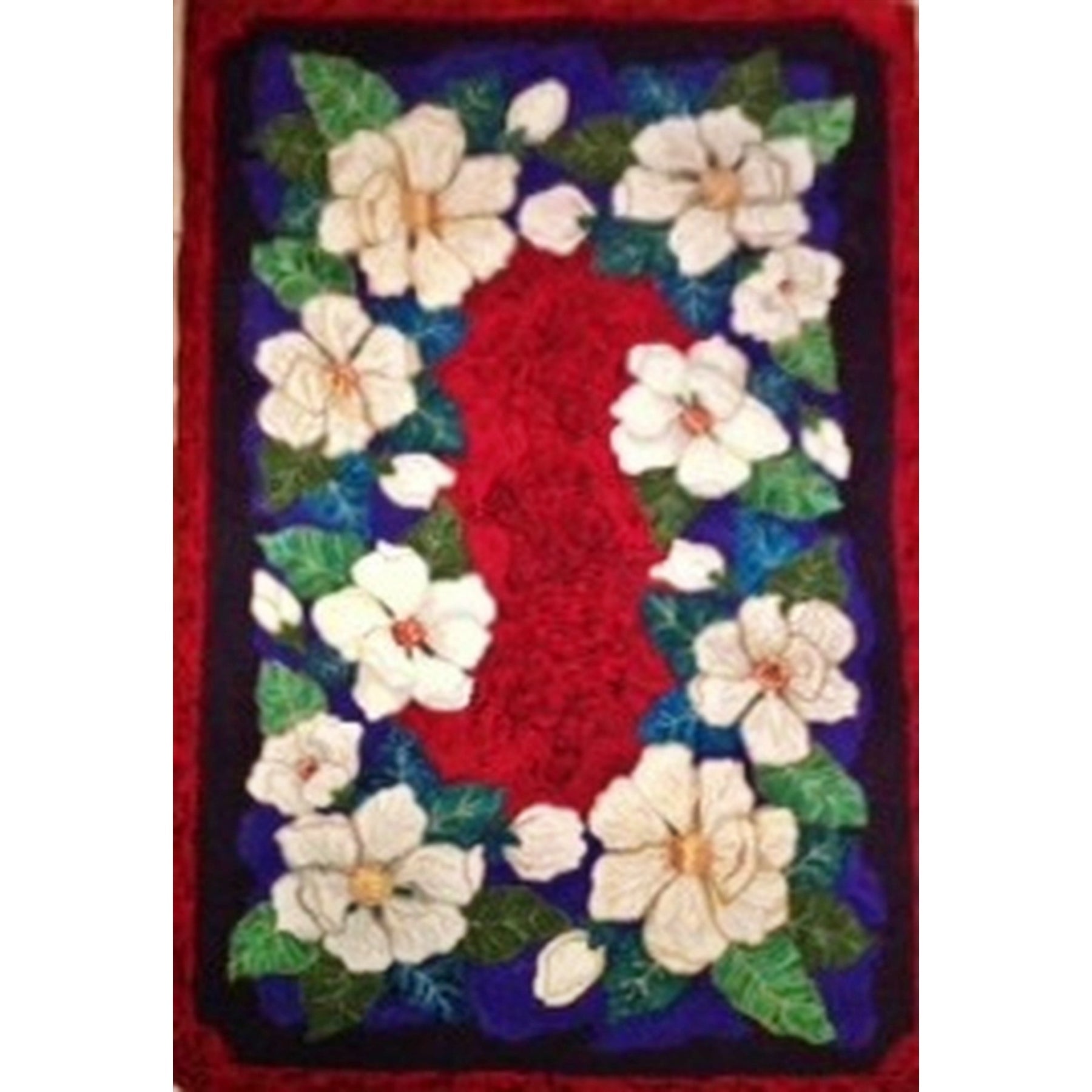 Magnolias of Eugene, rug hooked by Linda Wills