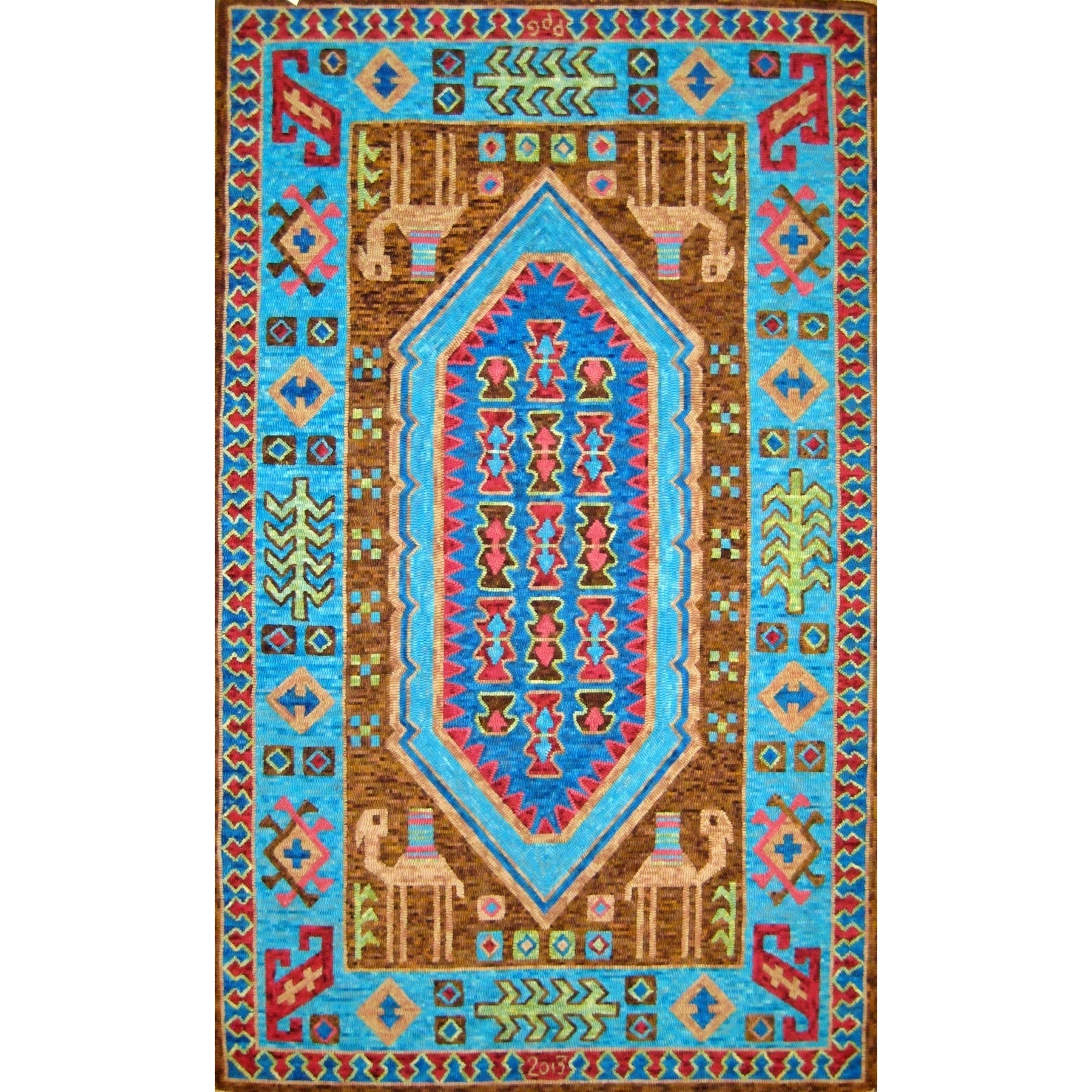 Chahar Mahal, rug hooked by Patty Piek-Groth