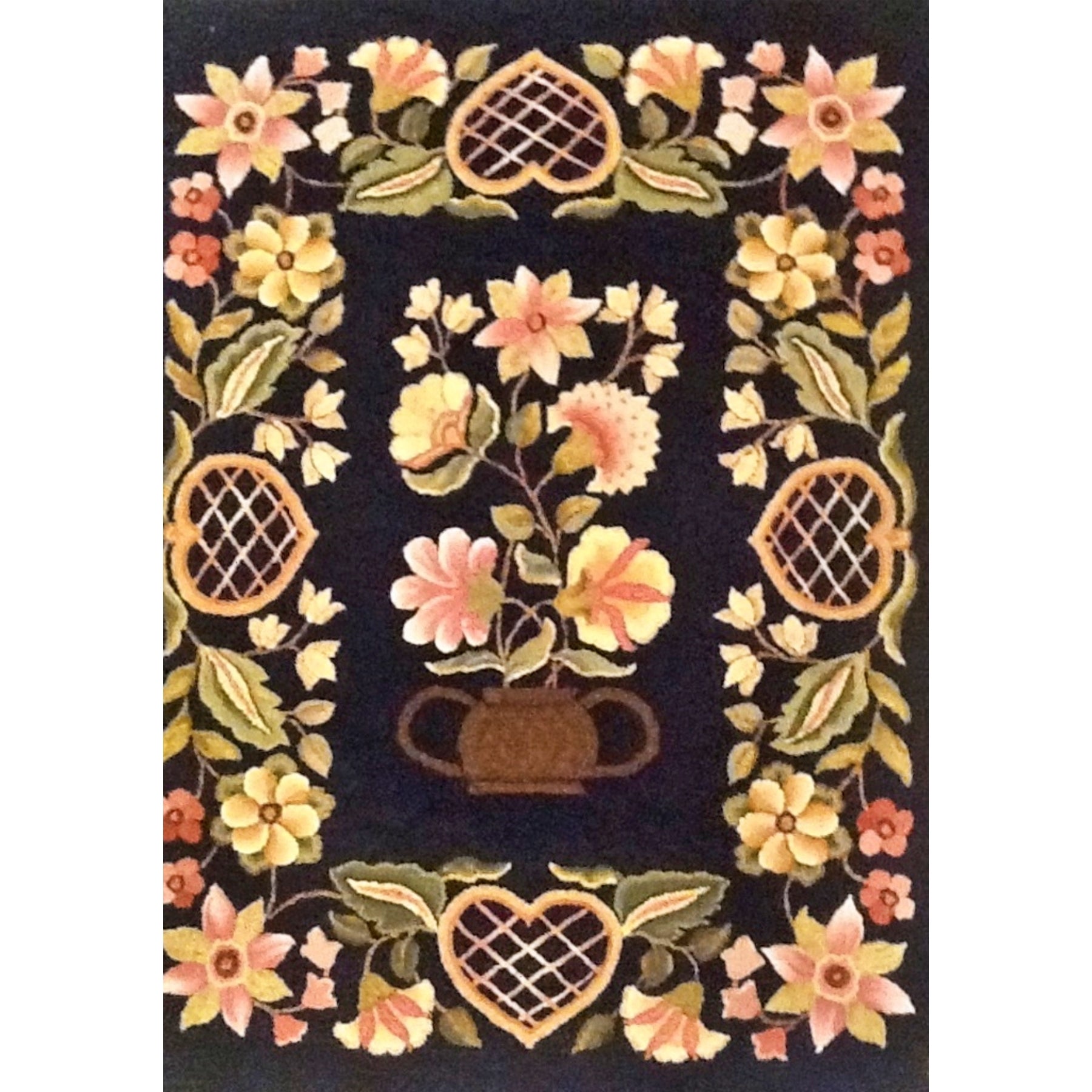 Colchester - Bed Rug, rug hooked by Cyndy Duade