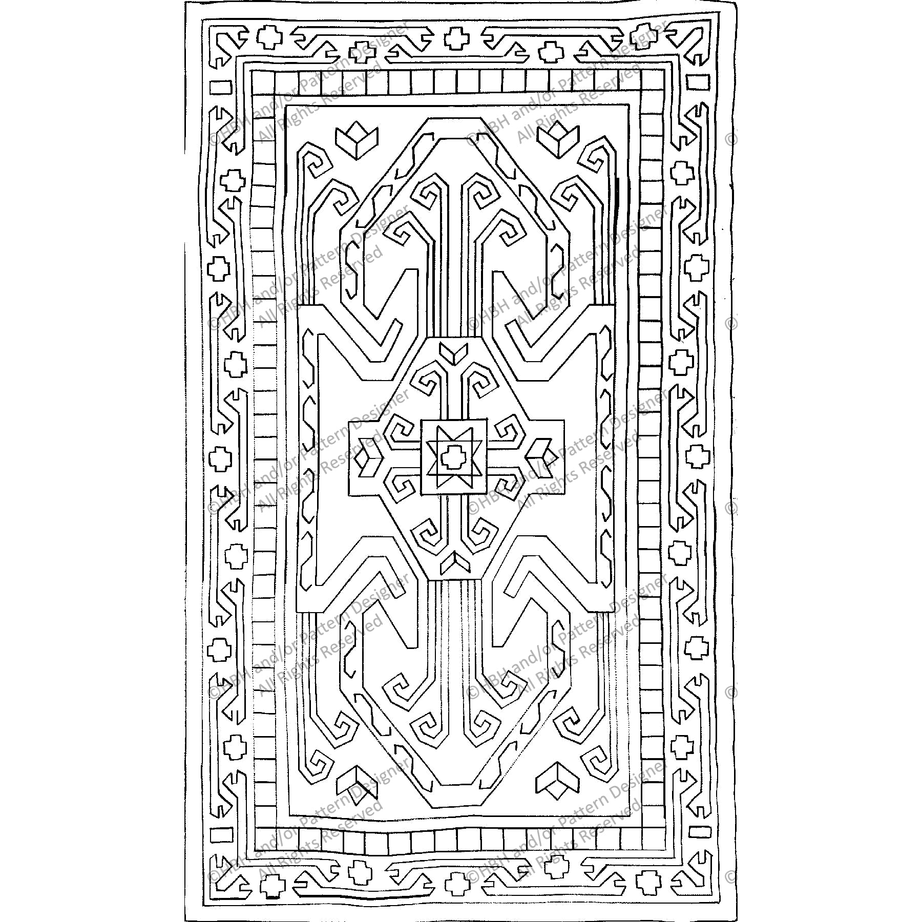 Kilim For Kyle, rug hooking pattern