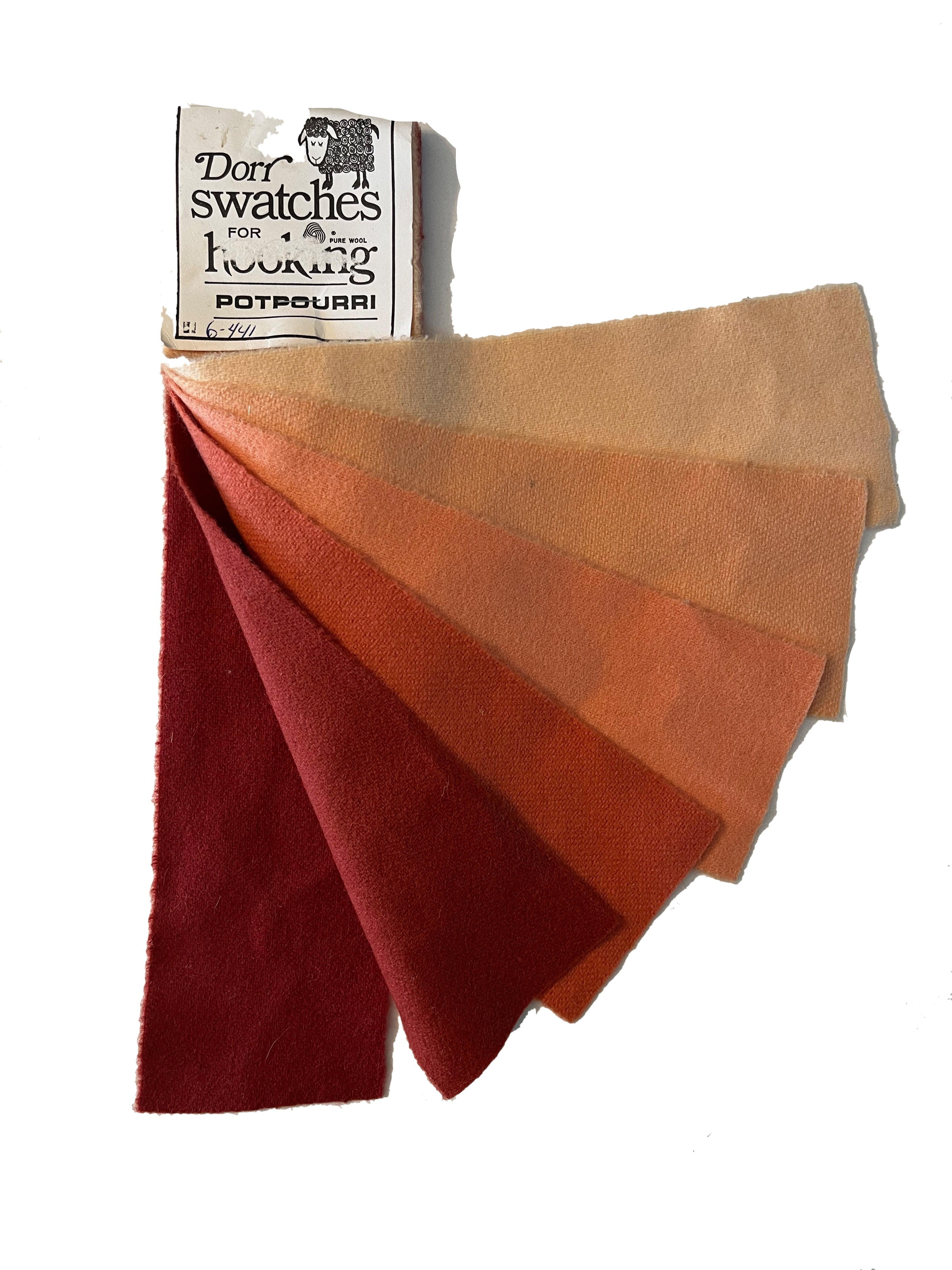 Tan-Maroon 6-value Vintage Dorr Mill Swatch for Rug Hooking (6-441)