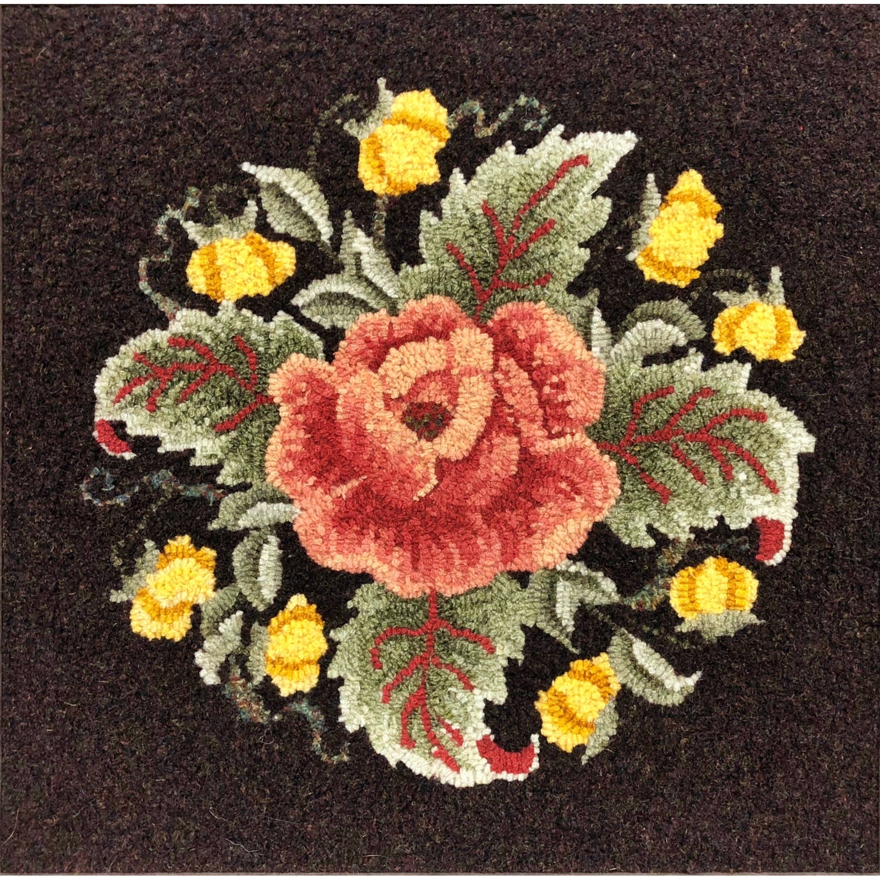 Ruthie Rose, rug hooked by Karen Cormier