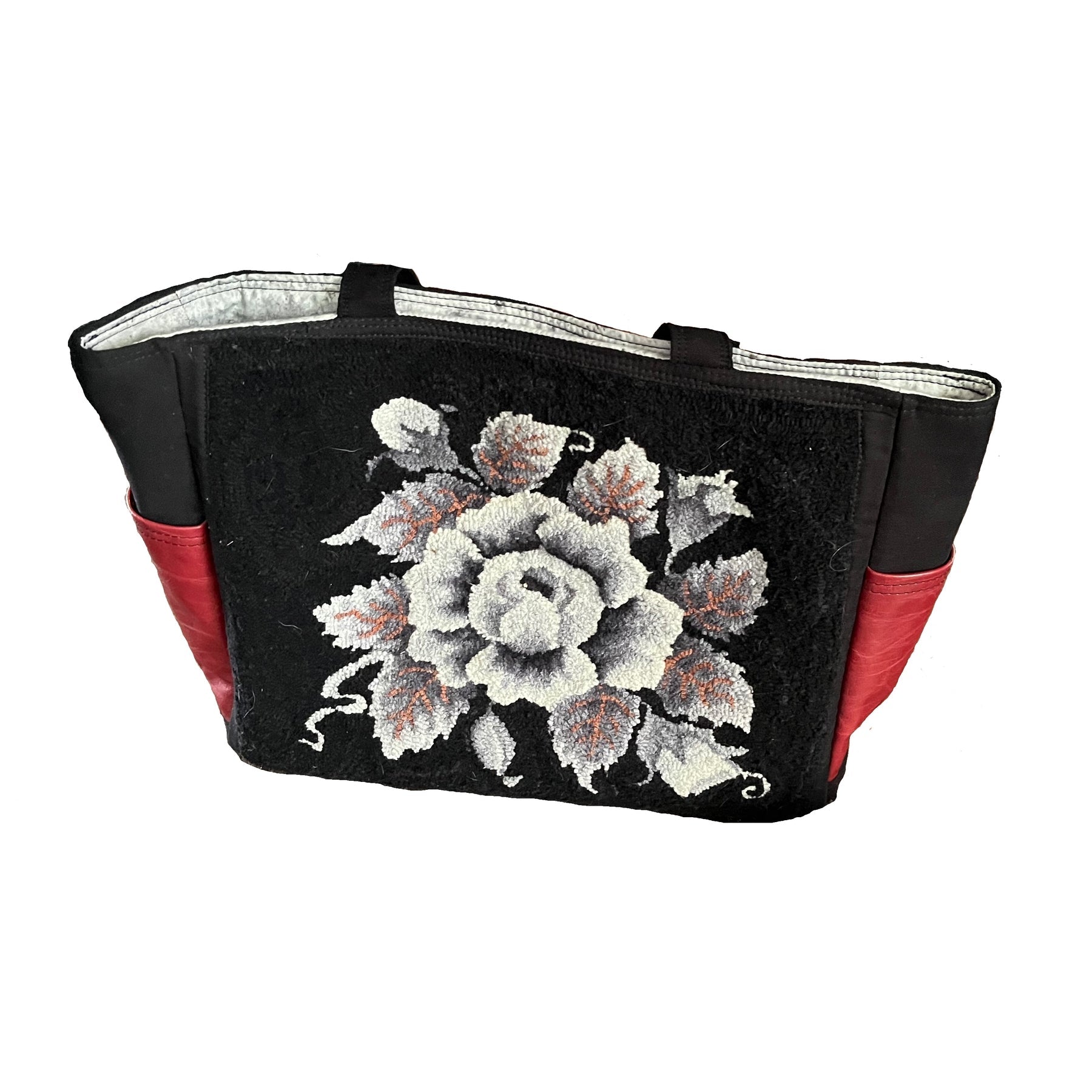 Rose, rug hooked by Suzanne White