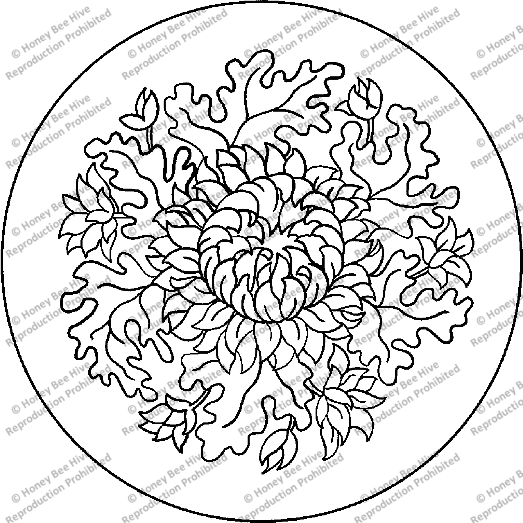 Chrysantheum, rug hooking pattern
