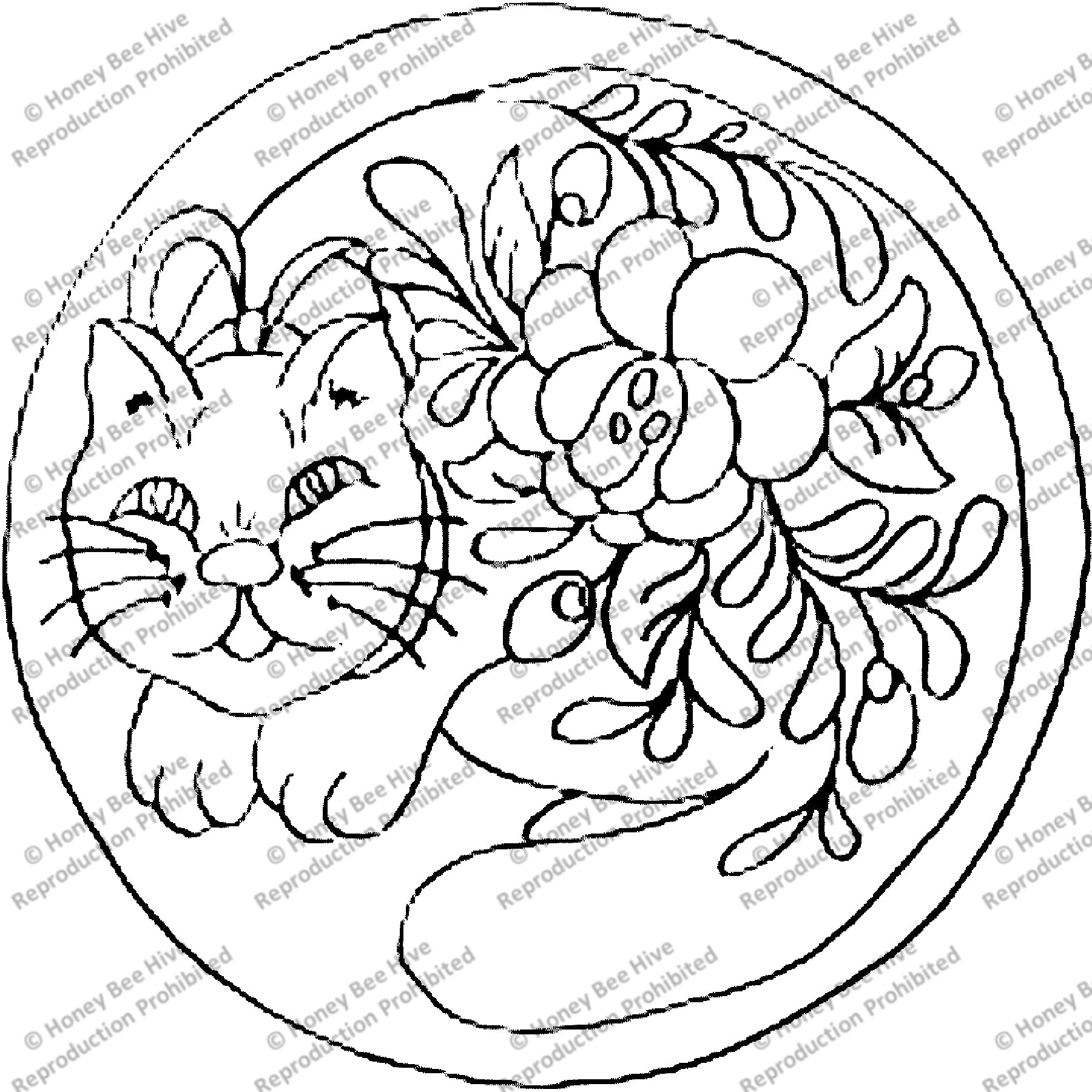 Porcelin Cat, rug hooking pattern
